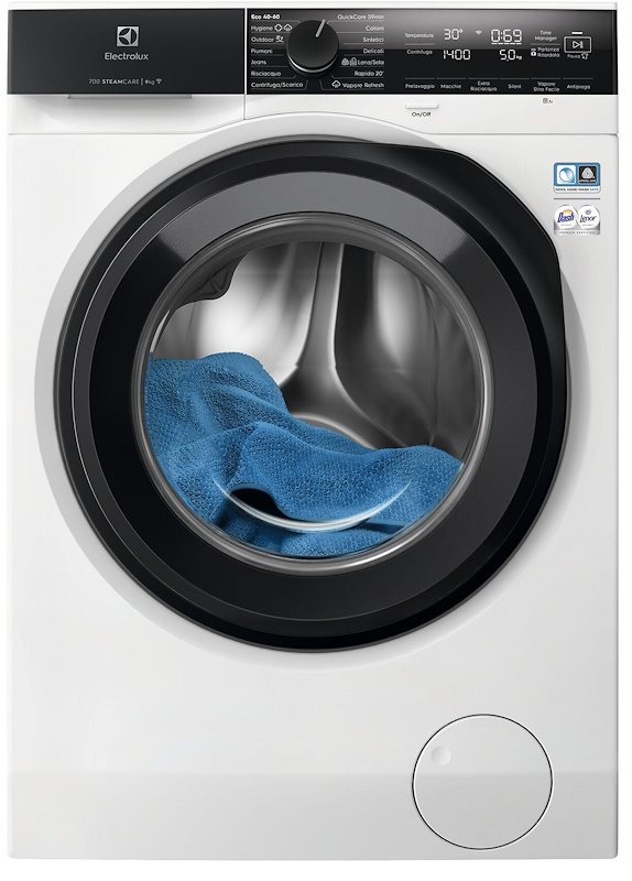 ELECTROLUX EW7F49GY LAVATRICE, Caricamento frontale, 9 kg, 14 programmi, Profondità 63,6 cm, Giri 1351 rpm, Bianco, livello rumorosità centrifuga 75 dB(A), Classe A