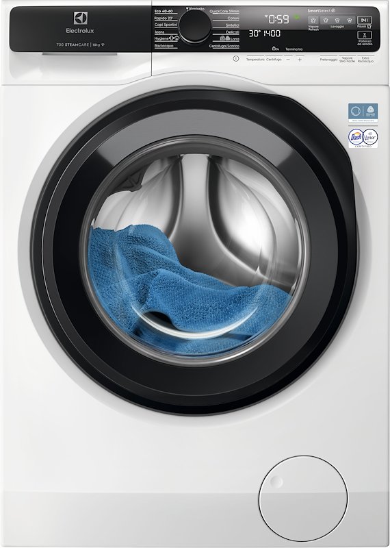 ELECTROLUX EW7F510Y LAVATRICE, Caricamento frontale, 10 kg, 14 programmi, Profondità 63,6 cm, Giri 1400 rpm, Bianco, livello rumorosità centrifuga 72 dB(A), Classe A