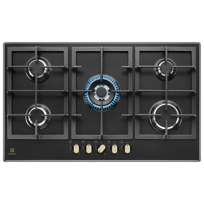Electrolux KGS9536RN Pro-Slim Profile 2.0 Piano cottura gas 90 cm 5 fuochi SpeedBurner Wok griglie ghisa colore Nero