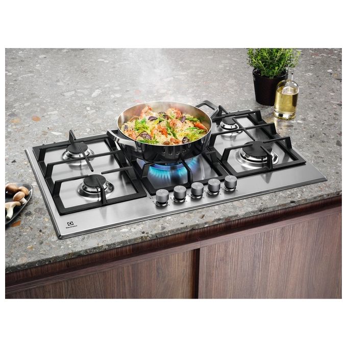 Electrolux KGS9536SX Slim Line Piano cottura a gas 90 cm 5 fuochi SpeedBurner griglie ghisa colore Acciaio Inox