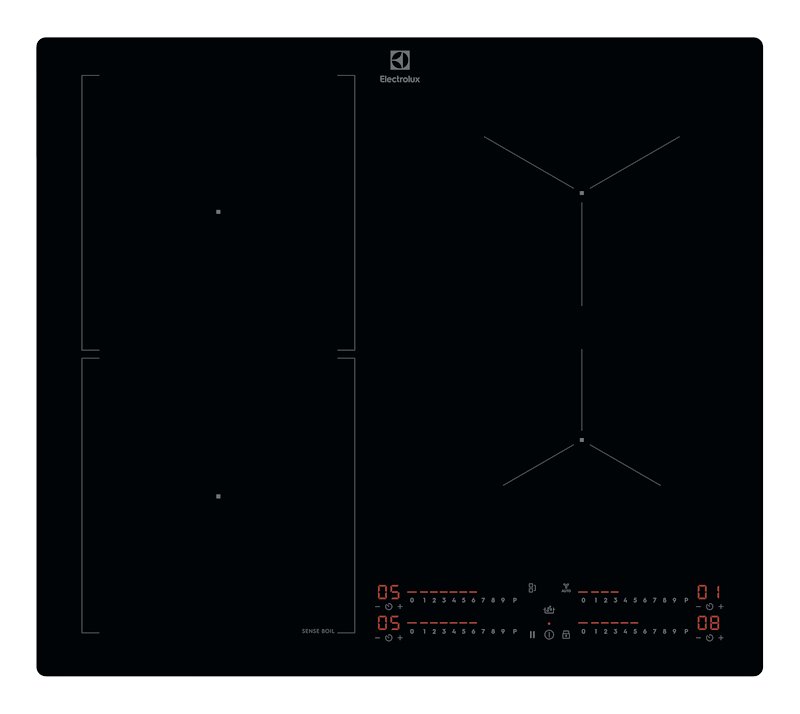 ELECTROLUX KIS62453I PIANO COTTURA A INDUZIONE, 4 zone di cottura, dimensioni: L 58 cm, P 51 piano in Vetroceramica, Nero