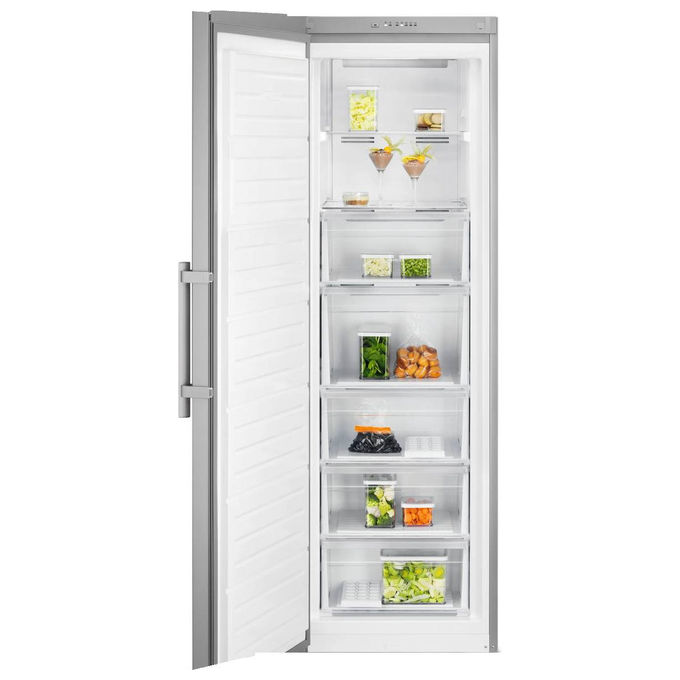 ELECTROLUX LUT6NE28U Congelatore verticale, Capacità netta 280 l, dimensioni: L 59,5 cm, A 186 P 65 Rumorosità 42 dB(A), 5 cassetti, Inox, Classe E