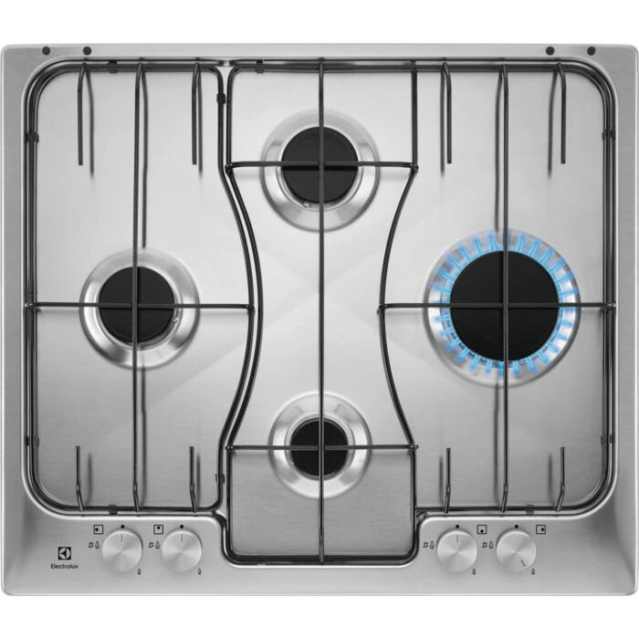 ELECTROLUX RGG6242LOX PIANO COTTURA GAS, 4 zone di cottura, dimensioni: L 59,4 cm, P 51 piano in Smaltato, Inox Antimpronta