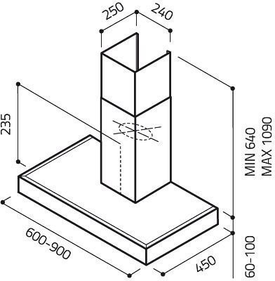 Elica Spot NG H6 IX/A/60 450 m³/h Cappa aspirante a parete Acciaio inossidabile