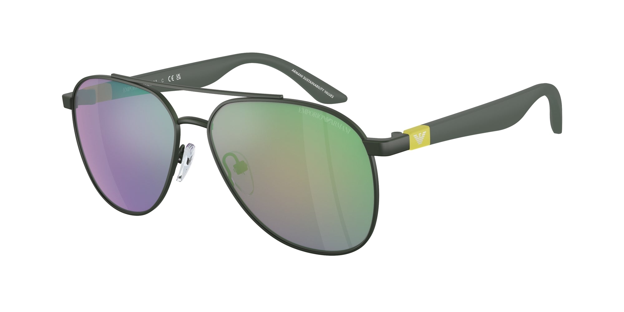 Emporio Armani Bambino Emporio Armani EK2001 30173R Occhiali da sole bambino Metallo Verde Grigio Pilot Specchiate Specchiato