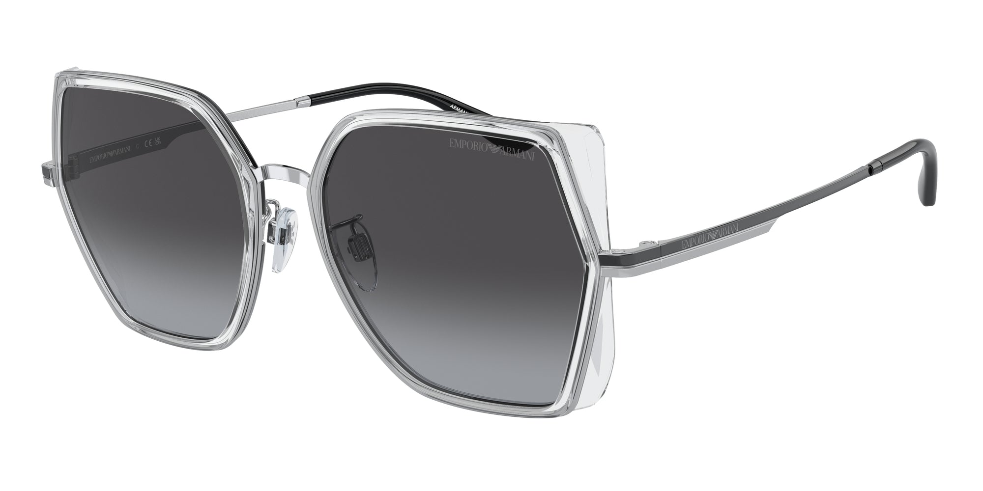 Emporio Armani Donna Emporio Armani EA2142D 30158G Occhiali da sole Metallo Trasparente Grigio Squadrata Normale Sfumato Emporio Armani Donna Emporio Armani EA2142D 30158G Occhiali da sole Metallo Trasparente Grigio Squadrata Normale Sfumato