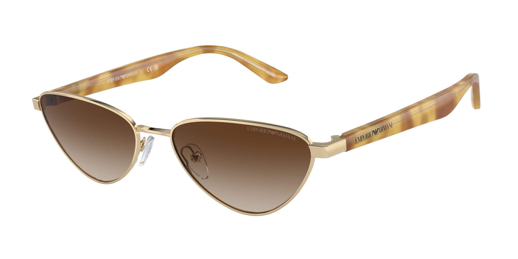 Emporio Armani Donna Emporio Armani EA2153 301313 Occhiali da sole Metallo Oro Marrone Geometrica Normale Sfumato Emporio Armani Donna Emporio Armani EA2153 301313 Occhiali da sole Metallo Oro Marrone Geometrica Normale Sfumato