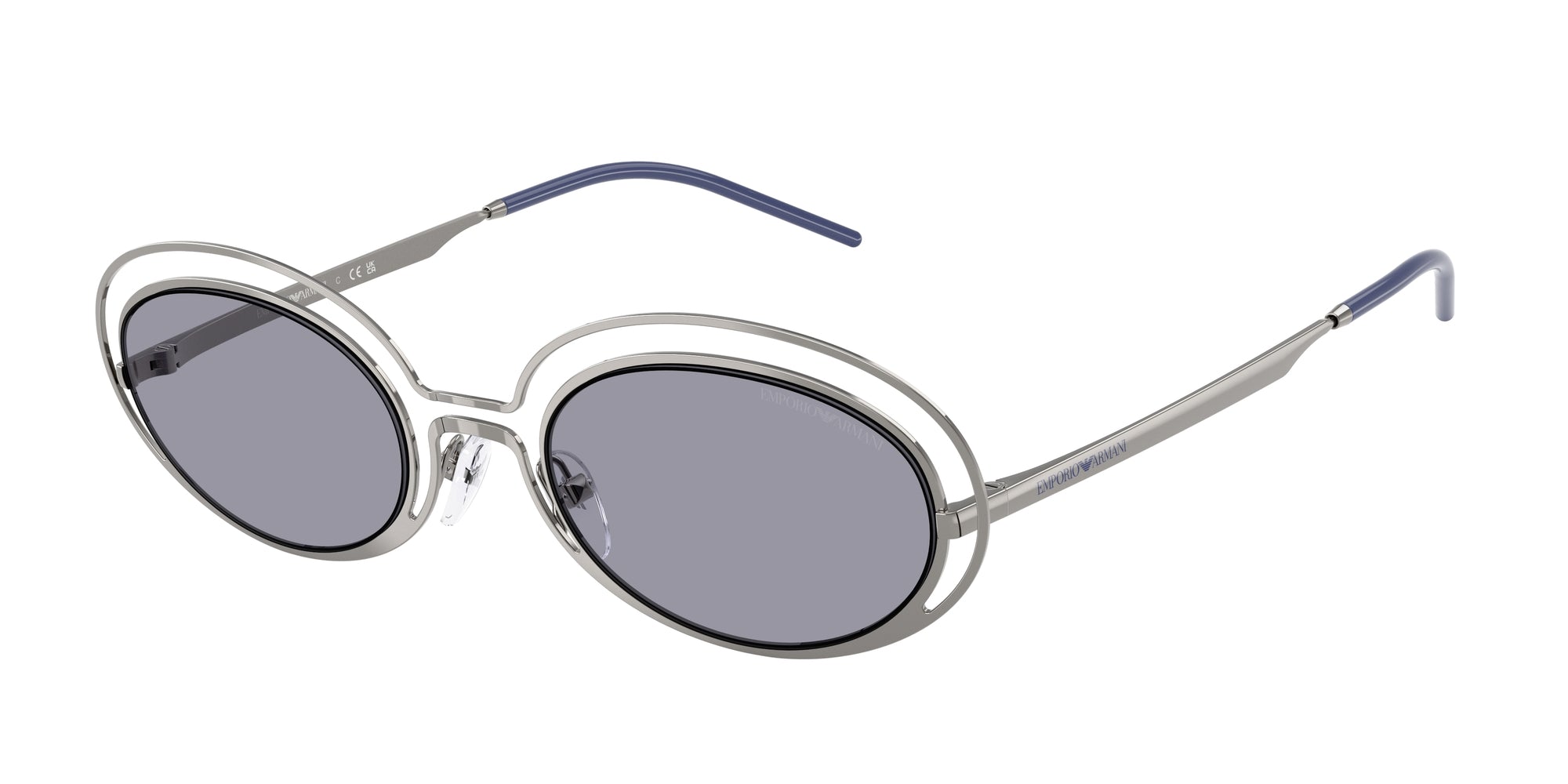Emporio Armani Donna Emporio Armani EA2160 301080 Occhiali da sole Metallo Grigio Blu Rotonda Normale