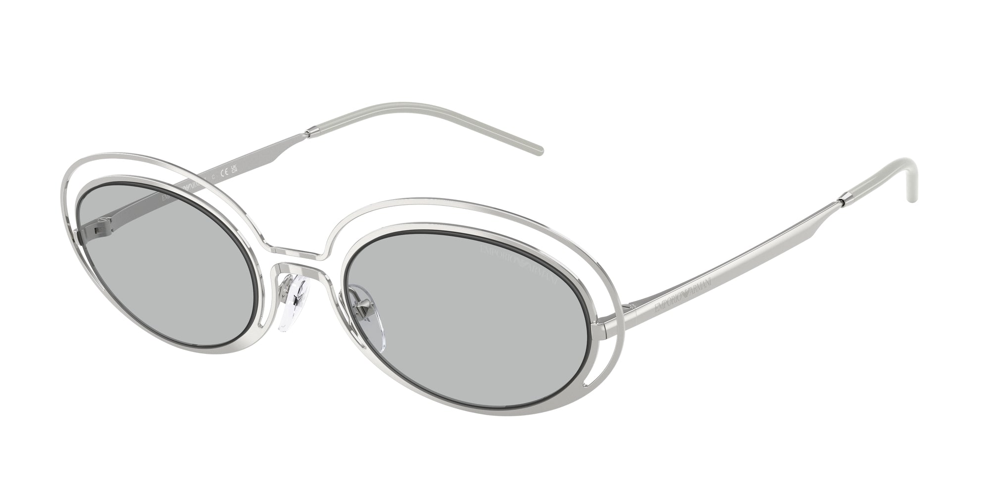 Emporio Armani Donna Emporio Armani EA2160 301587 Occhiali da sole Metallo Argento Grigio Rotonda Normale