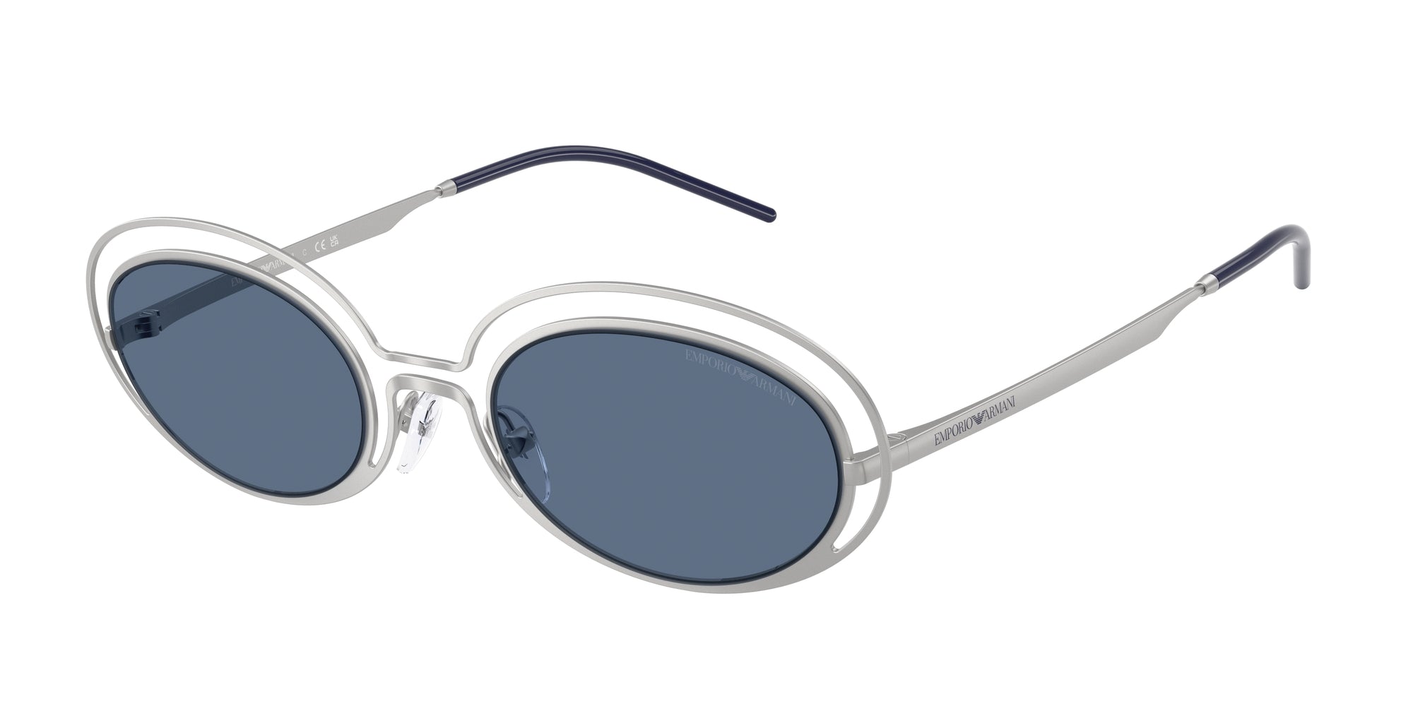 Emporio Armani Donna Emporio Armani EA2160 304580 Occhiali da sole Metallo Argento Blu Rotonda Normale