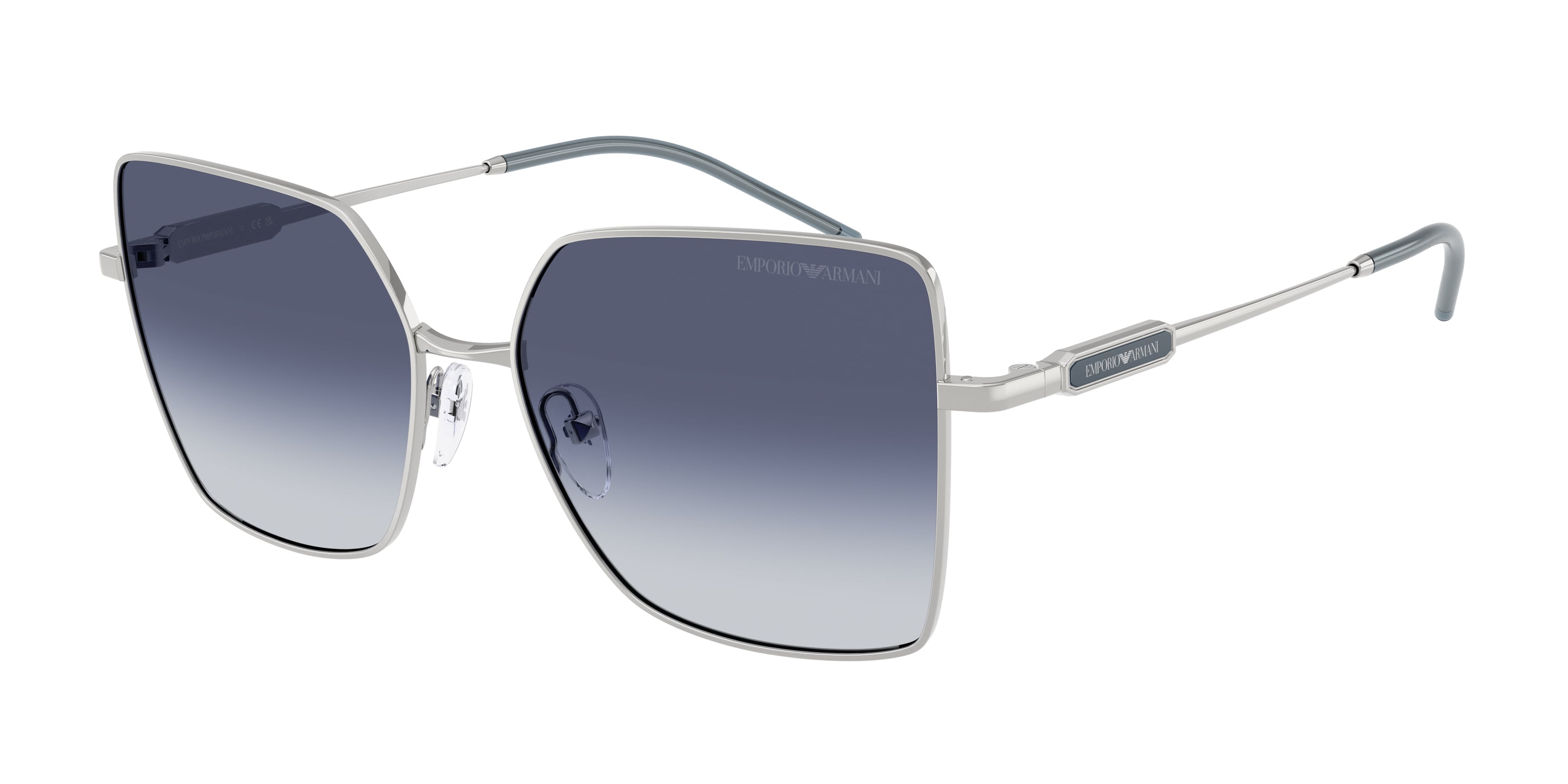 Emporio Armani Donna Emporio Armani EA2179 30158H Occhiali da sole Metallo Argento Blu Squadrata Normale Sfumato Emporio Armani Donna Emporio Armani EA2179 30158H Occhiali da sole Metallo Argento Blu Squadrata Normale Sfumato