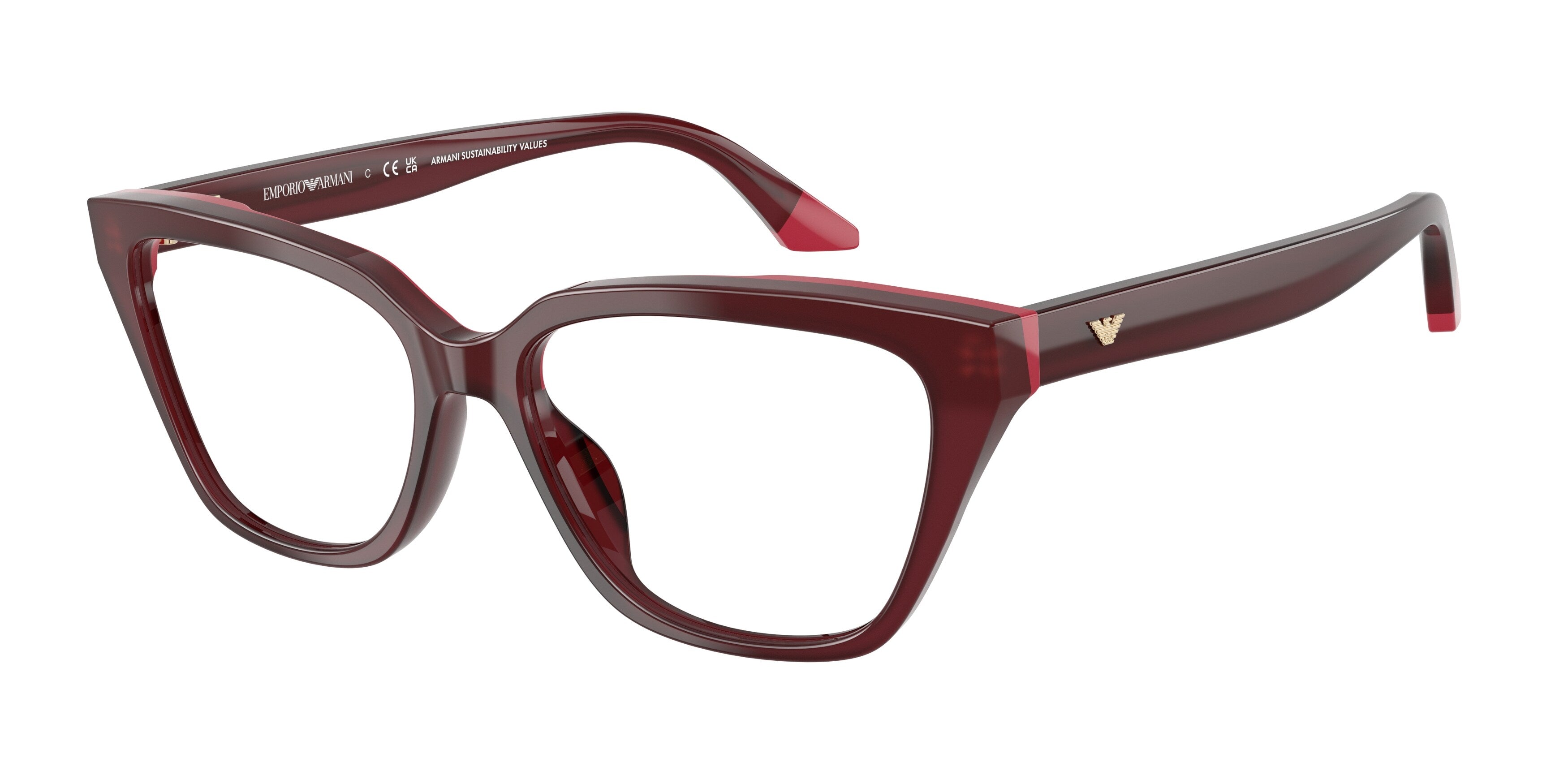 Emporio Armani Donna Emporio Armani EA3270U 6320 Montature da vista Acetato Rosso Cat Eye Normale Emporio Armani Donna Emporio Armani EA3270U 6320 Montature da vista Acetato Rosso Cat Eye Normale