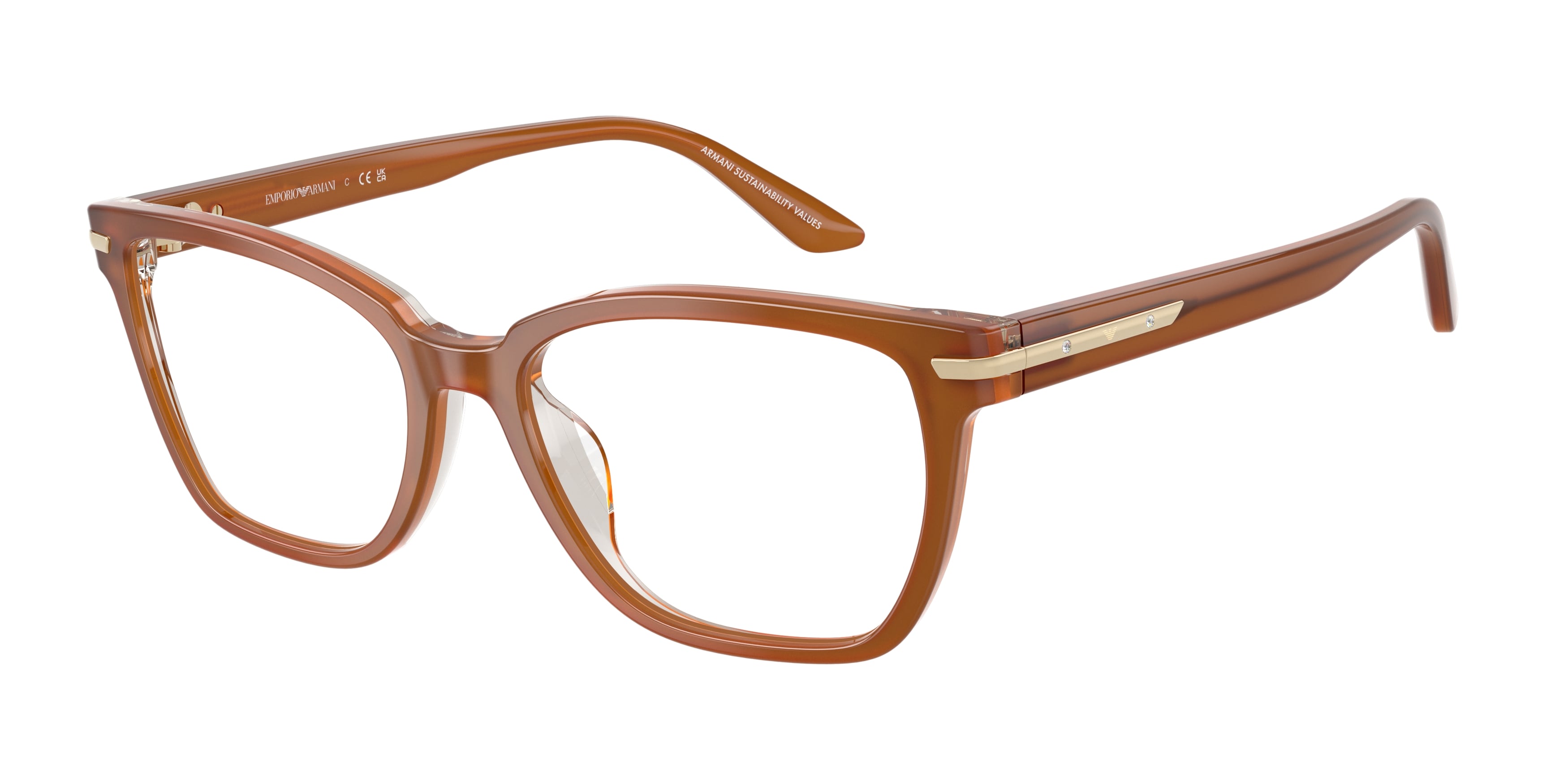 Emporio Armani Donna Emporio Armani EA3282BU 6376 Montature da vista Acetato Marrone Trasparente Cat Eye Normale Emporio Armani Donna Emporio Armani EA3282BU 6376 Montature da vista Acetato Marrone Trasparente Cat Eye Normale