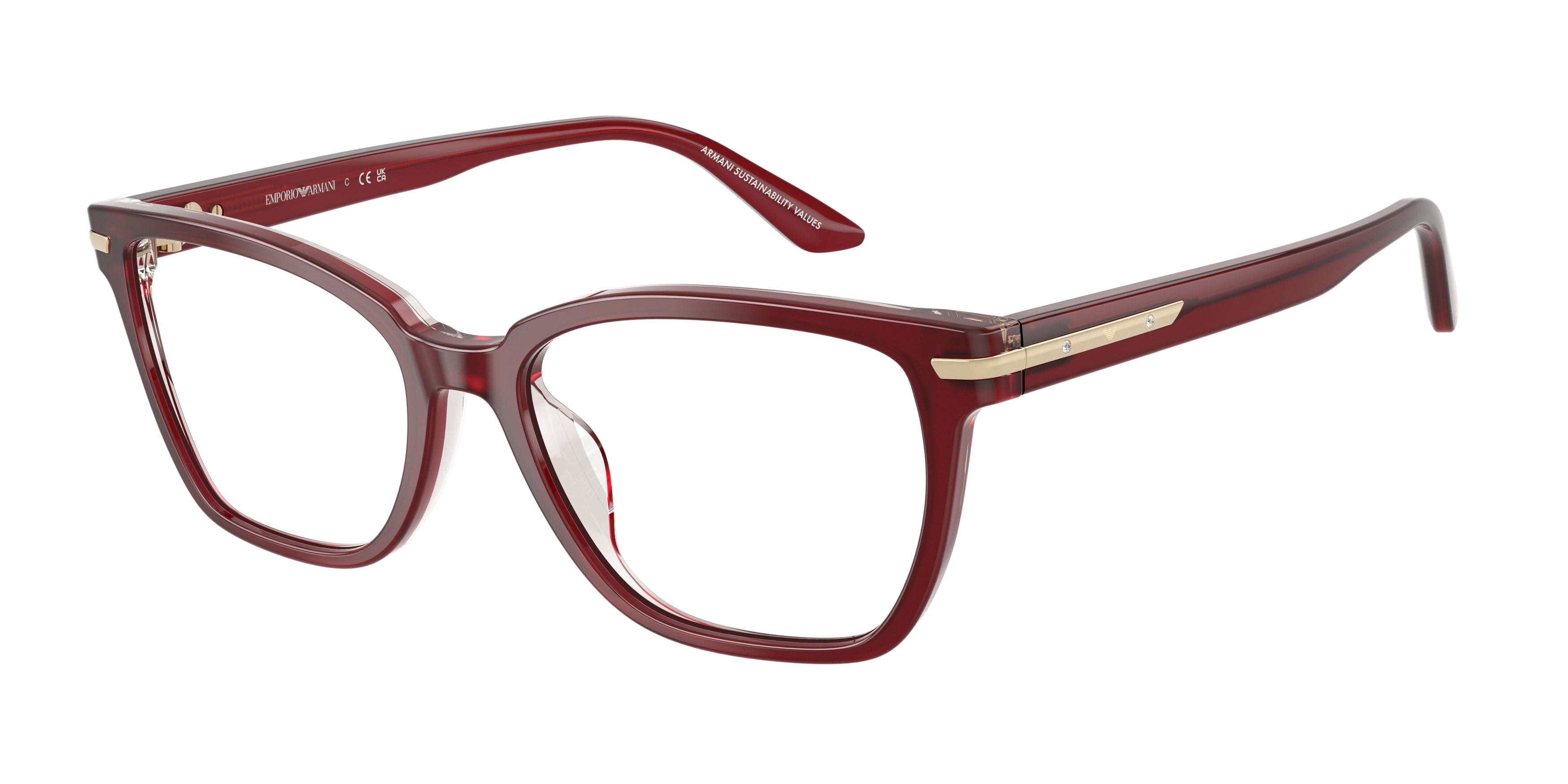 Emporio Armani Donna Emporio Armani EA3282BU 6377 Montature da vista Acetato Rosso Trasparente Cat Eye Normale