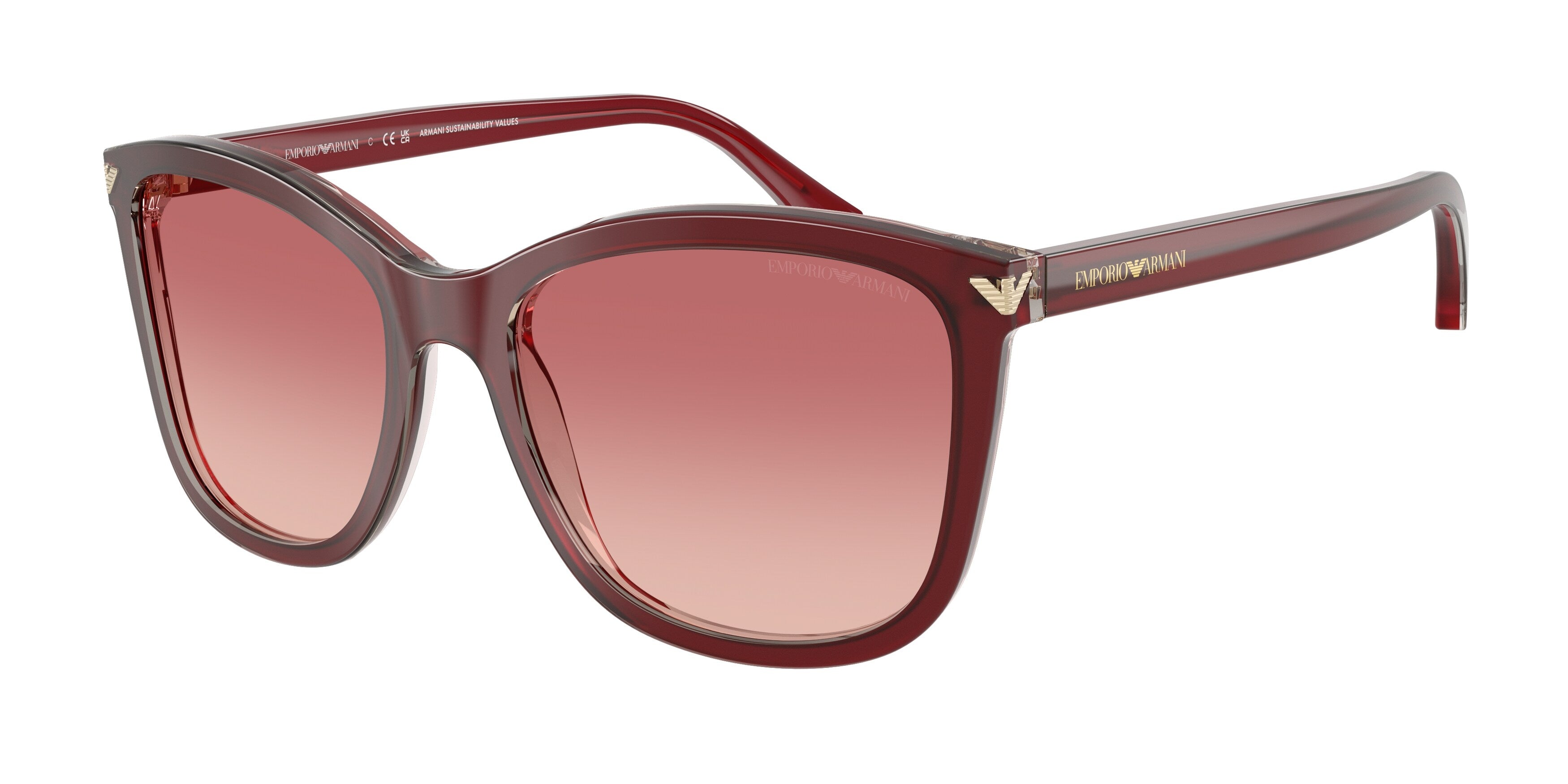 Emporio Armani Donna Emporio Armani EA4060 6377A5 Occhiali da sole Acetato Rosso Rosa Squadrata Normale Sfumato