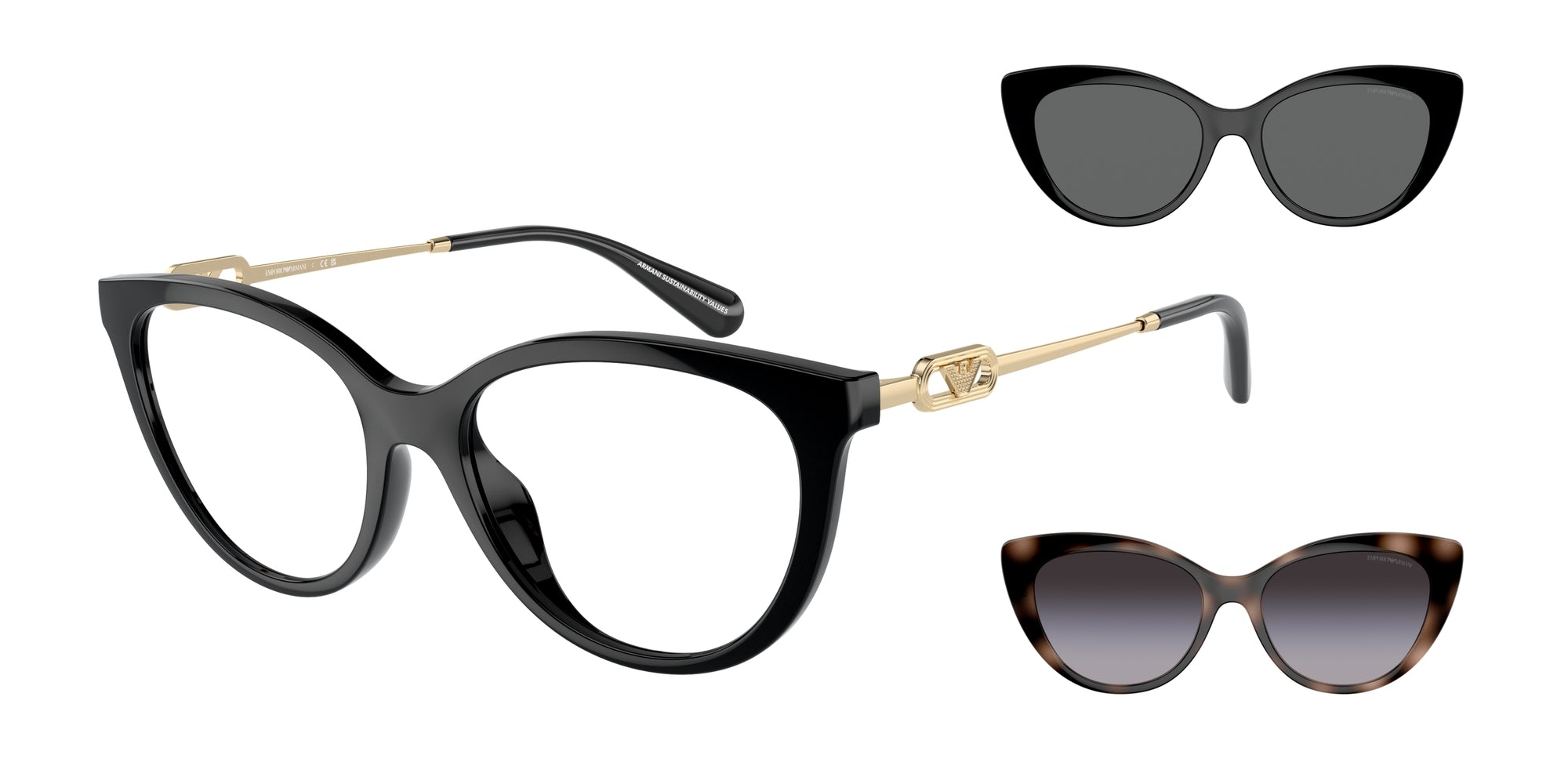 Emporio Armani Donna Emporio Armani EA4213U 50171W Occhiali da sole Iniettato Nero Trasparente Cat Eye Normale Emporio Armani Donna Emporio Armani EA4213U 50171W Occhiali da sole Iniettato Nero Trasparente Cat Eye Normale