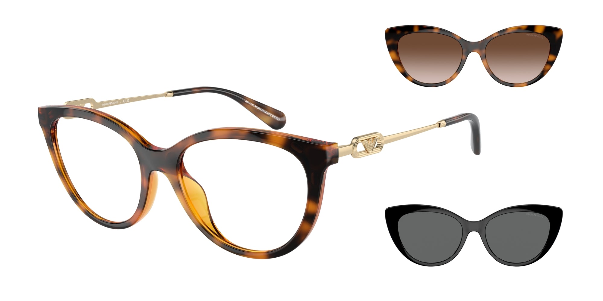 Emporio Armani Donna Emporio Armani EA4213U 50261W Occhiali da sole Iniettato Tartaruga Trasparente Cat Eye Normale