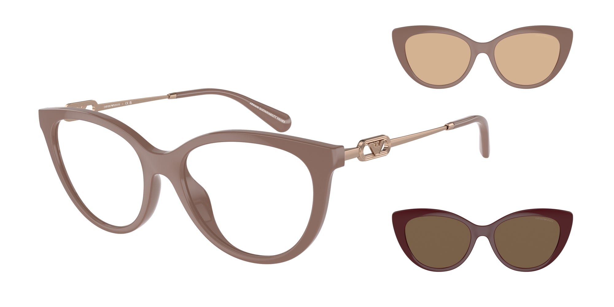 Emporio Armani Donna Emporio Armani EA4213U 51461W Occhiali da sole Iniettato Marrone Trasparente Cat Eye Normale
