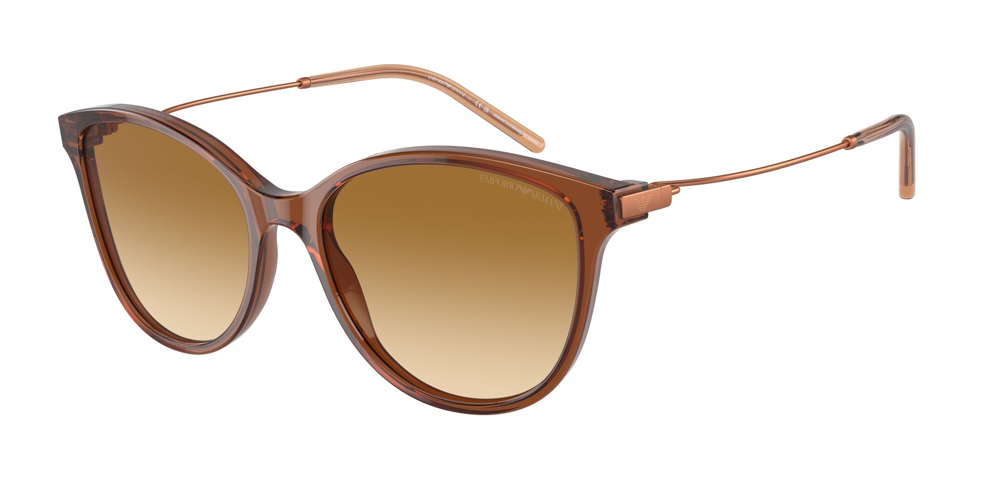 Emporio Armani Donna Emporio Armani EA4220 61103B Occhiali da sole Acetato Marrone Giallo Cat Eye Normale Sfumato