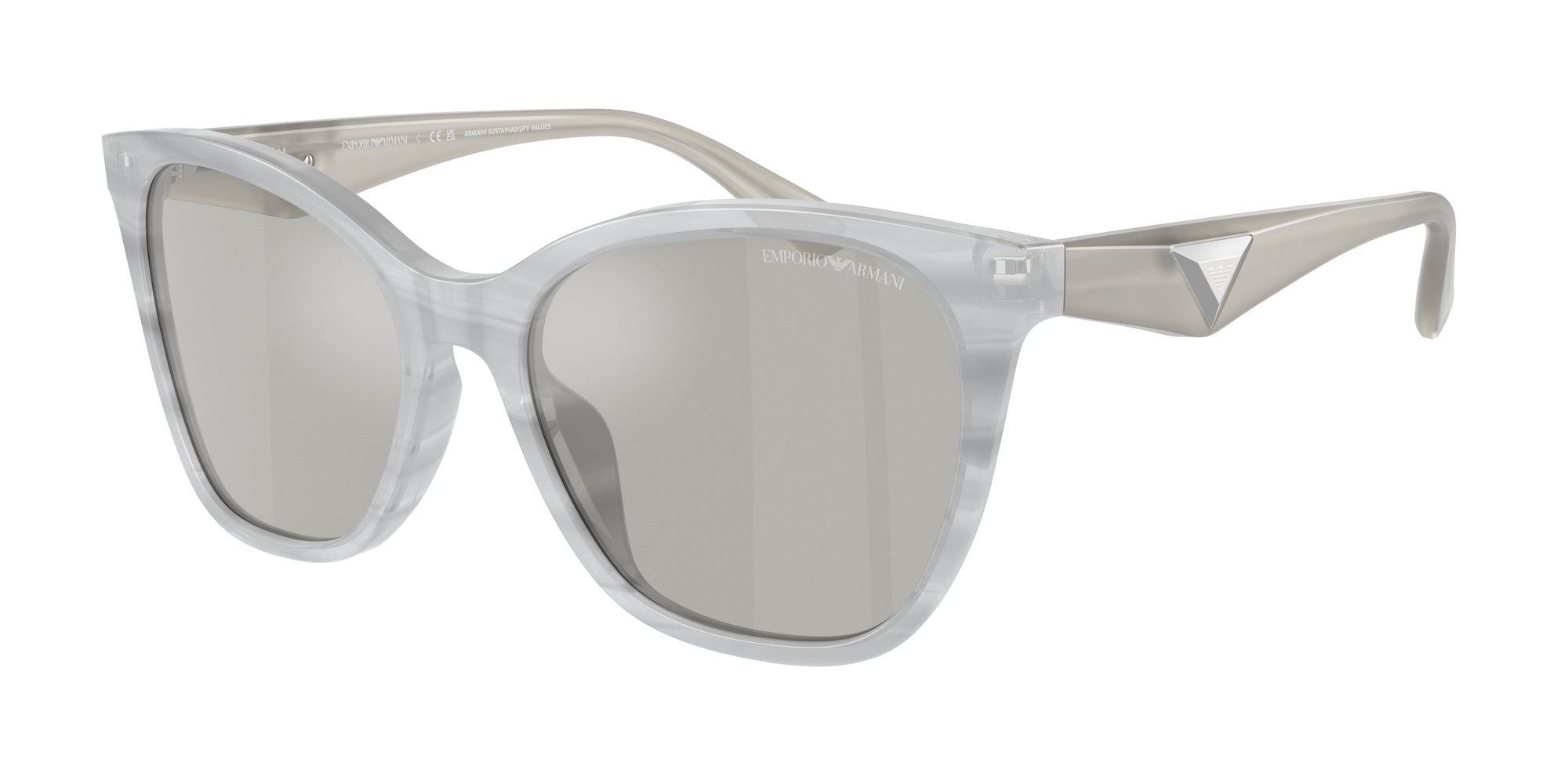 Emporio Armani Donna Emporio Armani EA4222U 611487 Occhiali da sole Acetato Grigio Grigio Farfalla Normale Flash