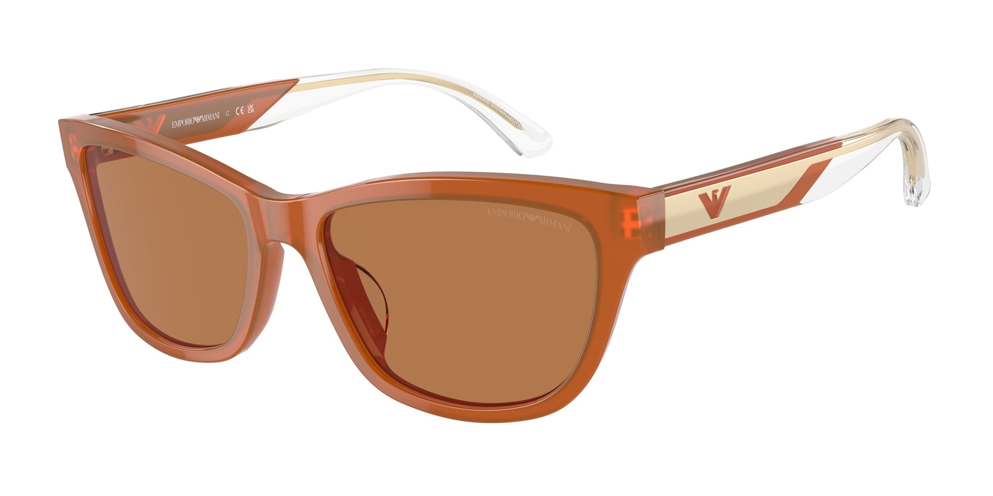 Emporio Armani Donna Emporio Armani EA4227U 609773 Occhiali da sole Acetato Arancione Marrone Cat Eye Normale