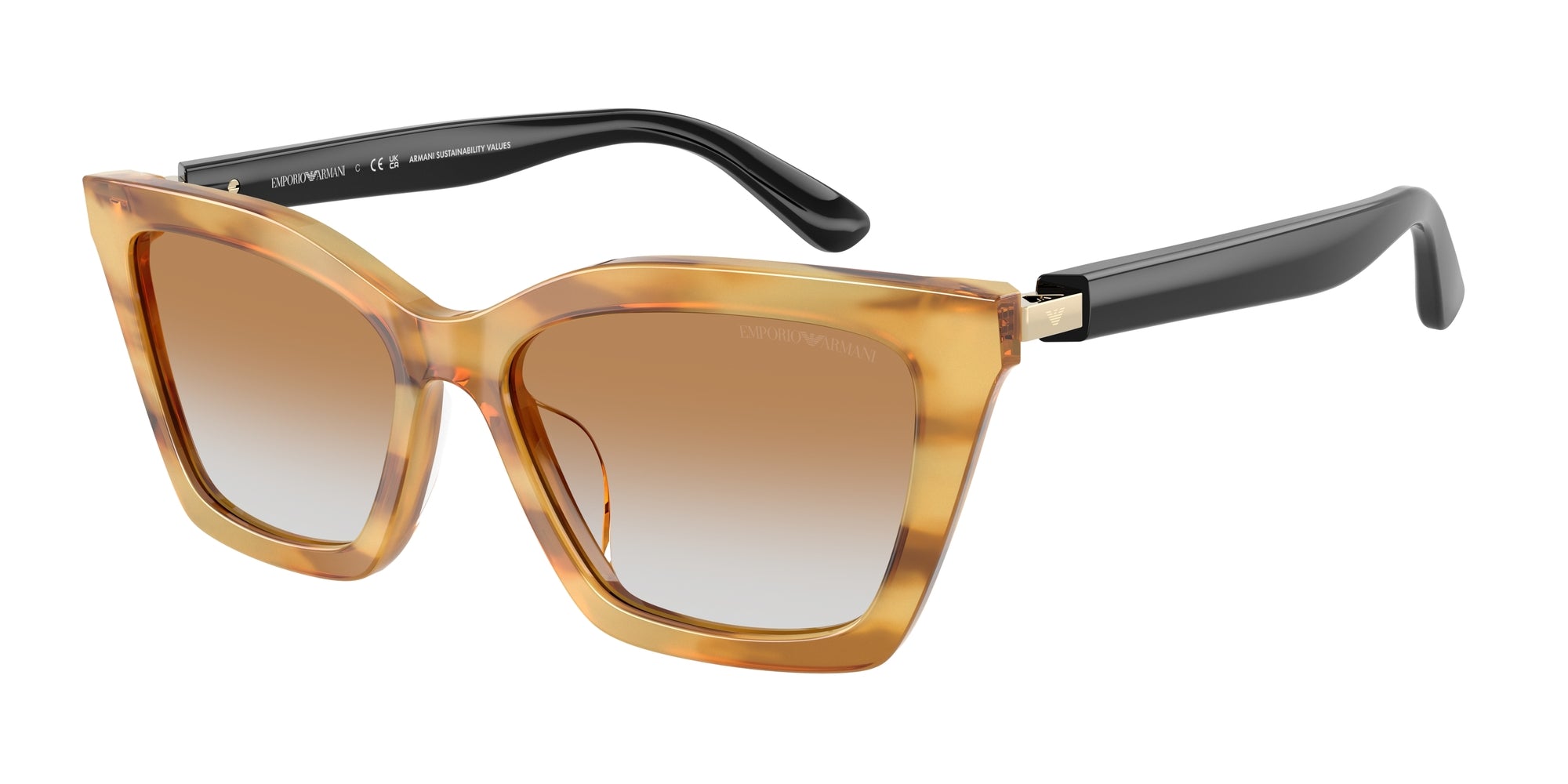 Emporio Armani Donna Emporio Armani EA4250U 62692Q Occhiali da sole Acetato Giallo Giallo Farfalla Normale Sfumato