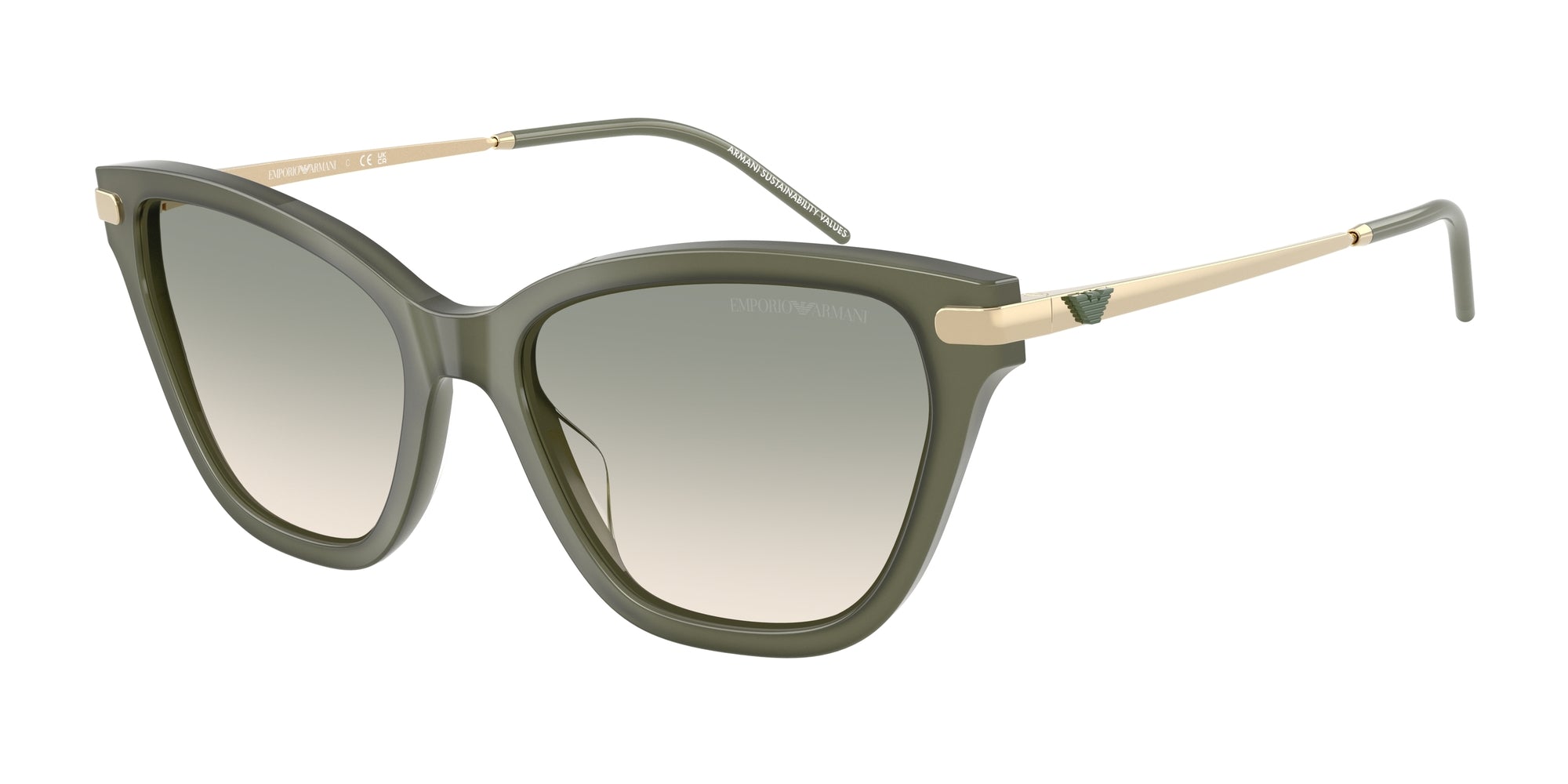 Emporio Armani Donna Emporio Armani EA4251 62642C Occhiali da sole Acetato Verde Marrone Cat Eye Normale Sfumato