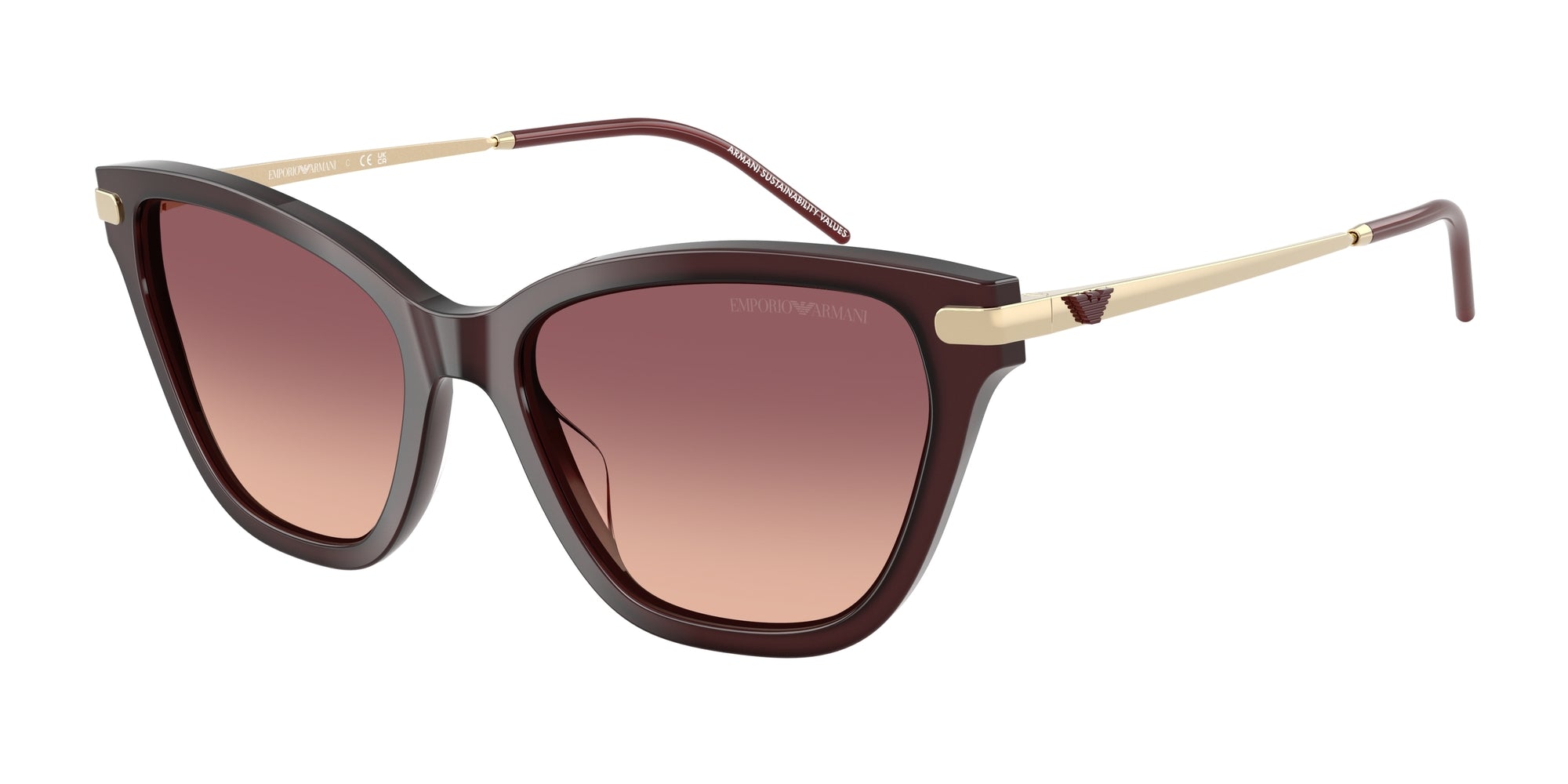 Emporio Armani Donna Emporio Armani EA4251 62658D Occhiali da sole Acetato Bordeaux Rosa Cat Eye Normale Sfumato