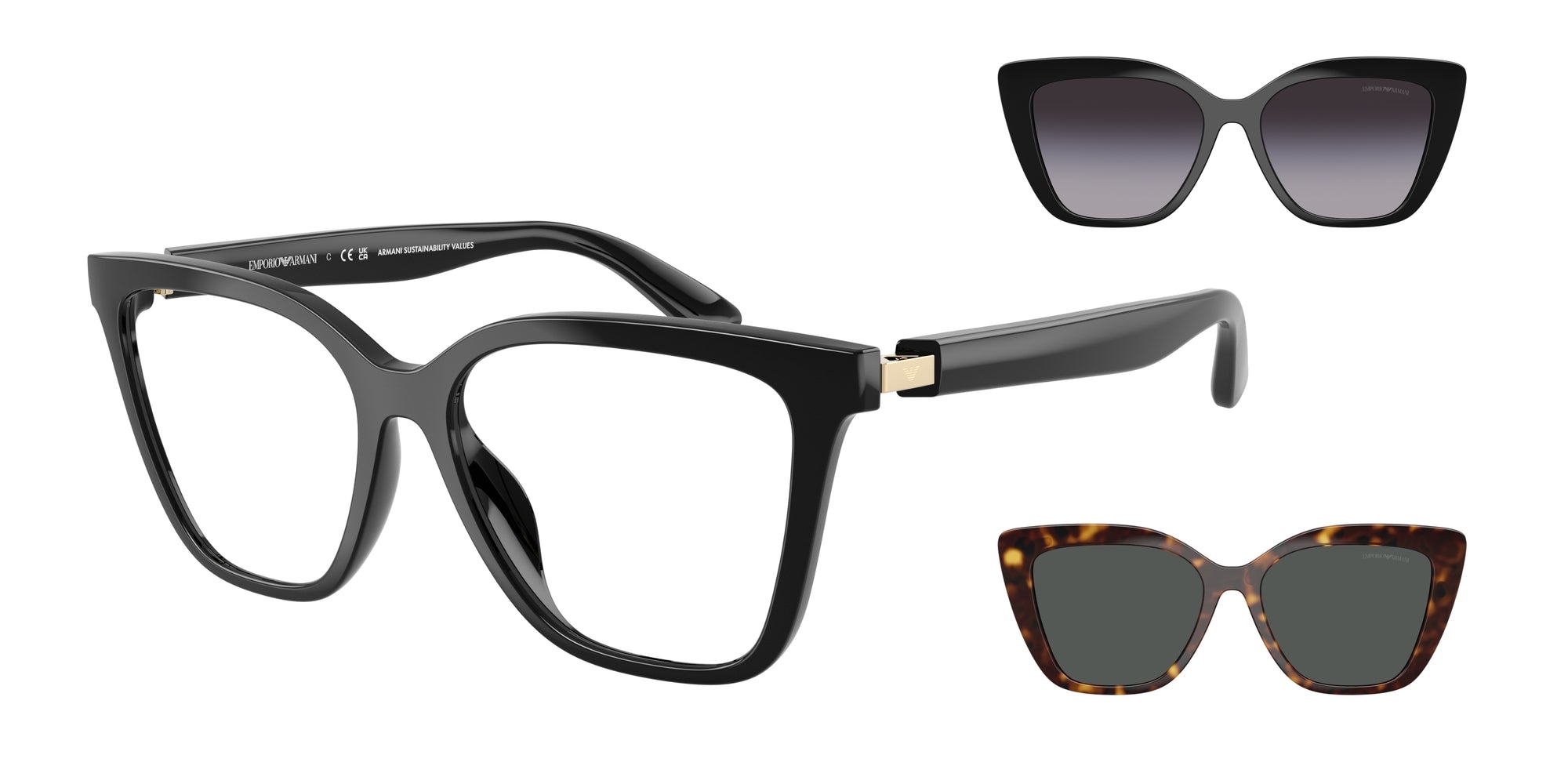 Emporio Armani Donna Emporio Armani EA4254U 50171W Occhiali da sole Iniettato Nero Trasparente Cat Eye Normale