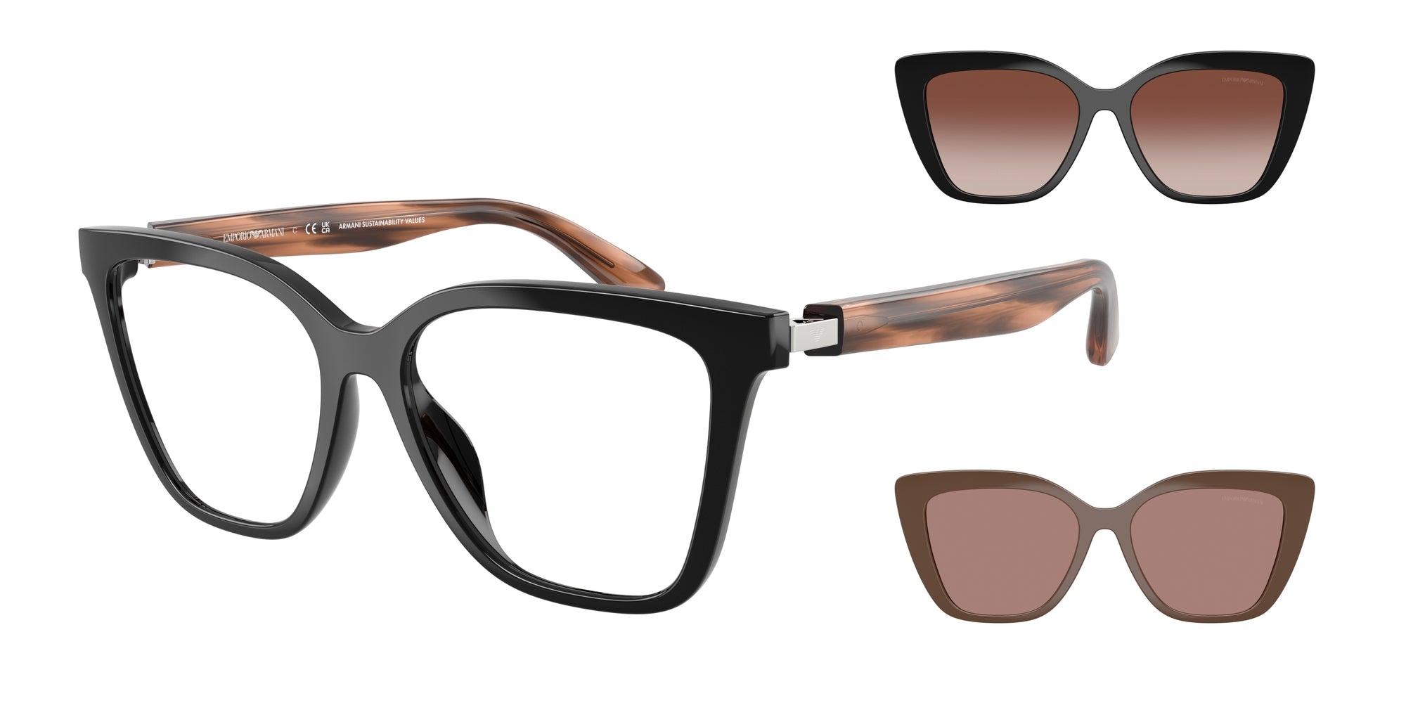 Emporio Armani Donna Emporio Armani EA4254U 62661W Occhiali da sole Iniettato Nero Trasparente Cat Eye Normale