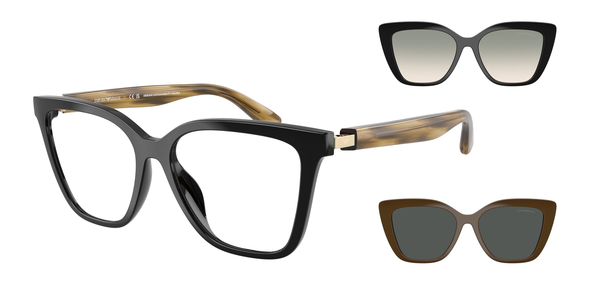 Emporio Armani Donna Emporio Armani EA4254U 62671W Occhiali da sole Iniettato Nero Trasparente Cat Eye Normale