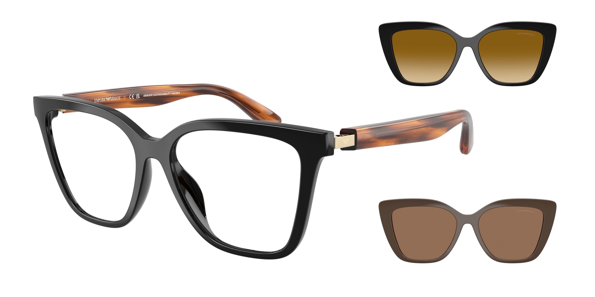 Emporio Armani Donna Emporio Armani EA4254U 62681W Occhiali da sole Iniettato Nero Trasparente Cat Eye Normale Emporio Armani Donna Emporio Armani EA4254U 62681W Occhiali da sole Iniettato Nero Trasparente Cat Eye Normale