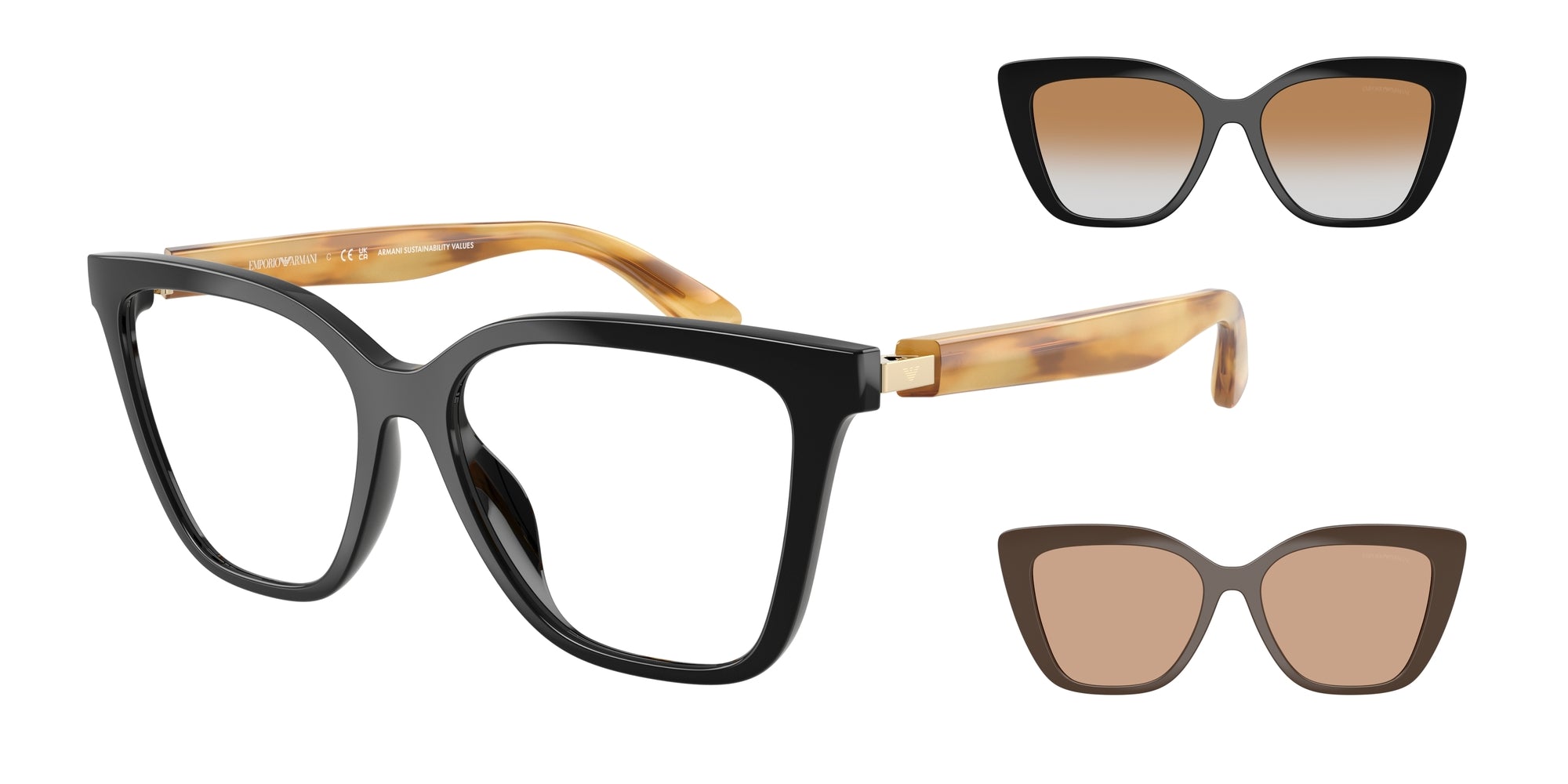 Emporio Armani Donna Emporio Armani EA4254U 62691W Occhiali da sole Iniettato Nero Trasparente Cat Eye Normale Emporio Armani Donna Emporio Armani EA4254U 62691W Occhiali da sole Iniettato Nero Trasparente Cat Eye Normale