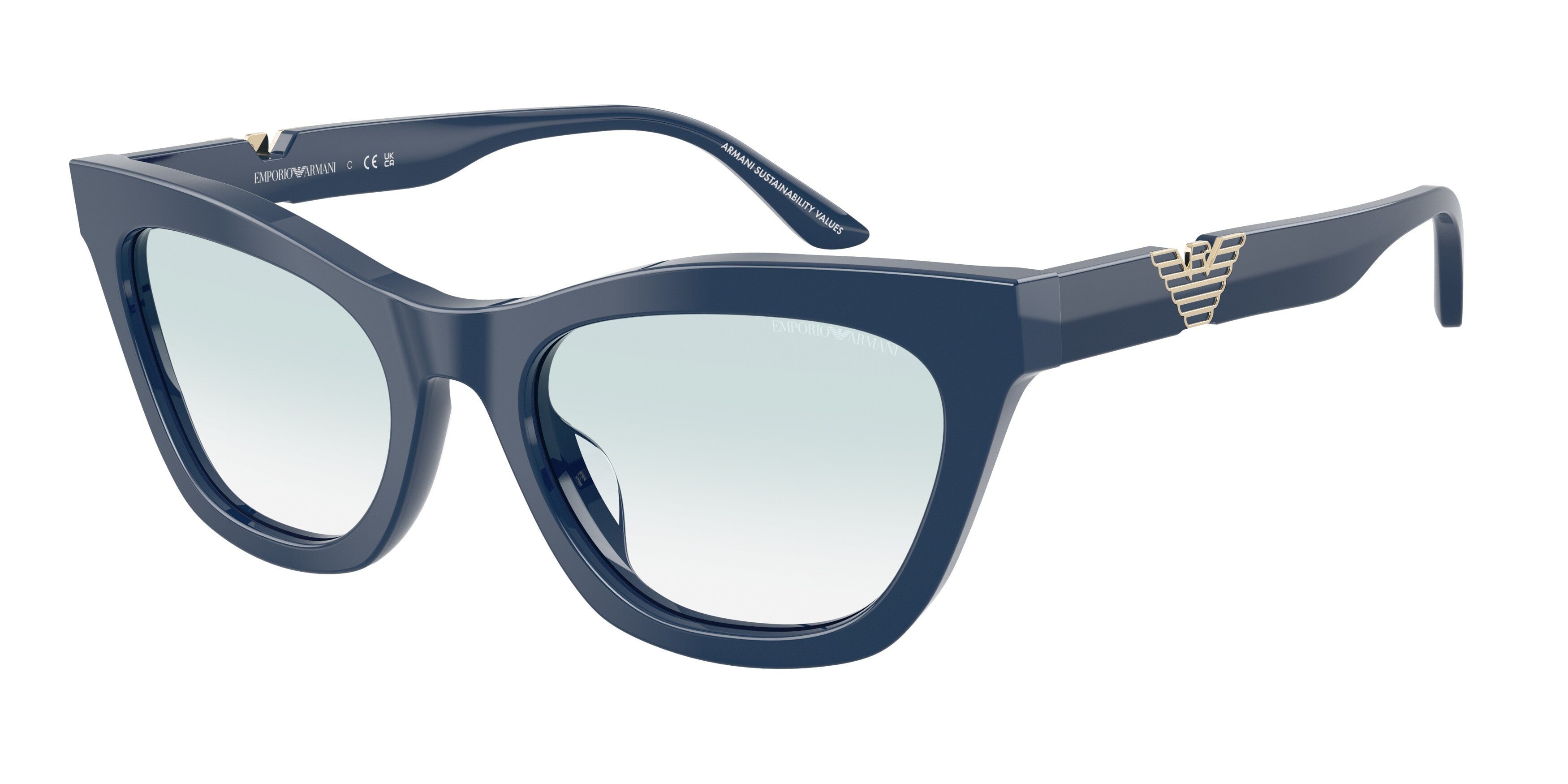 Emporio Armani Donna Emporio Armani EA4259U 63253F Occhiali da sole Acetato Blu Blu Cat Eye Normale Sfumato