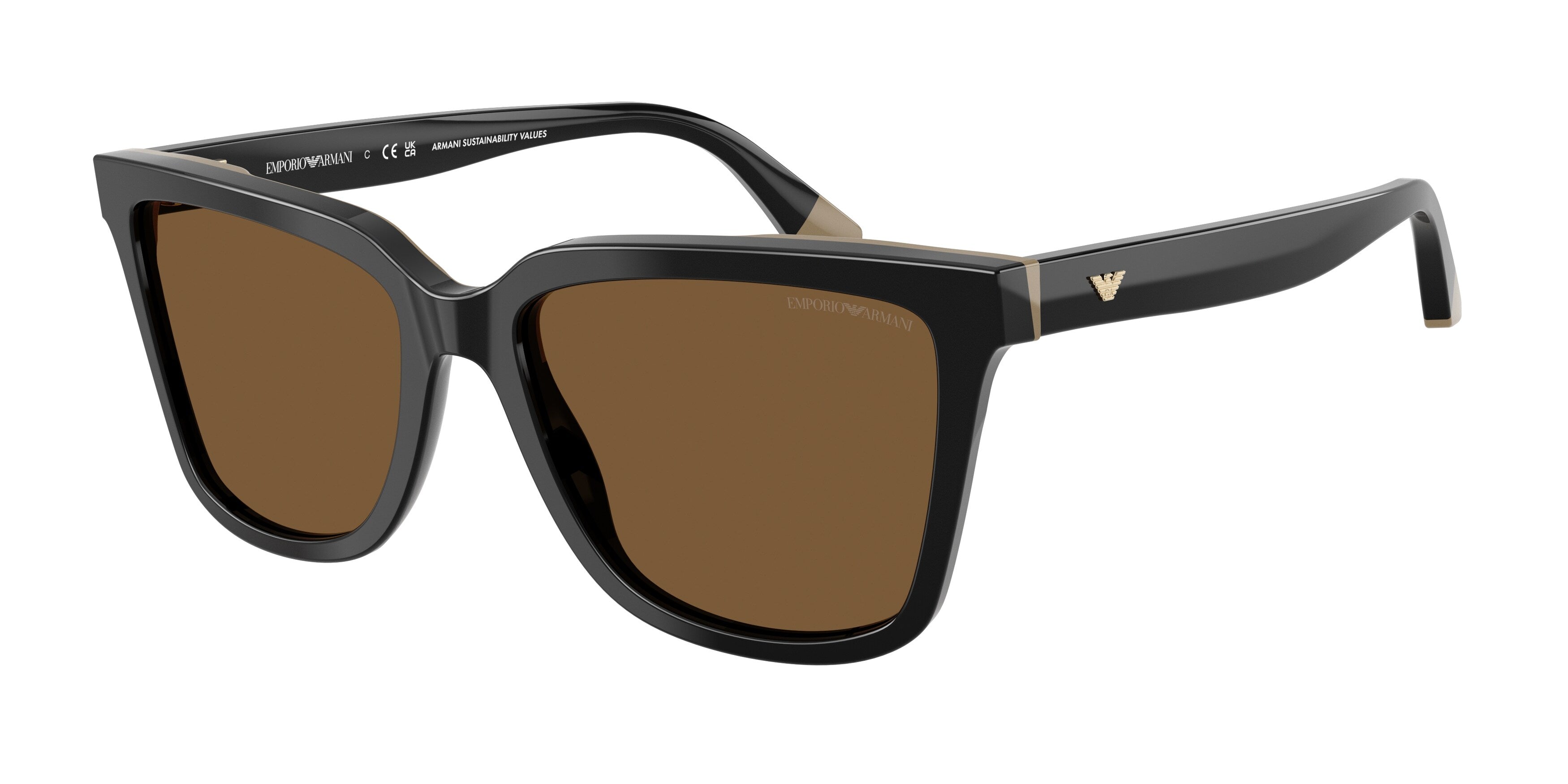 Emporio Armani Donna Emporio Armani EA4261 631373 Occhiali da sole Acetato Nero Marrone Geometrica Normale Emporio Armani Donna Emporio Armani EA4261 631373 Occhiali da sole Acetato Nero Marrone Geometrica Normale