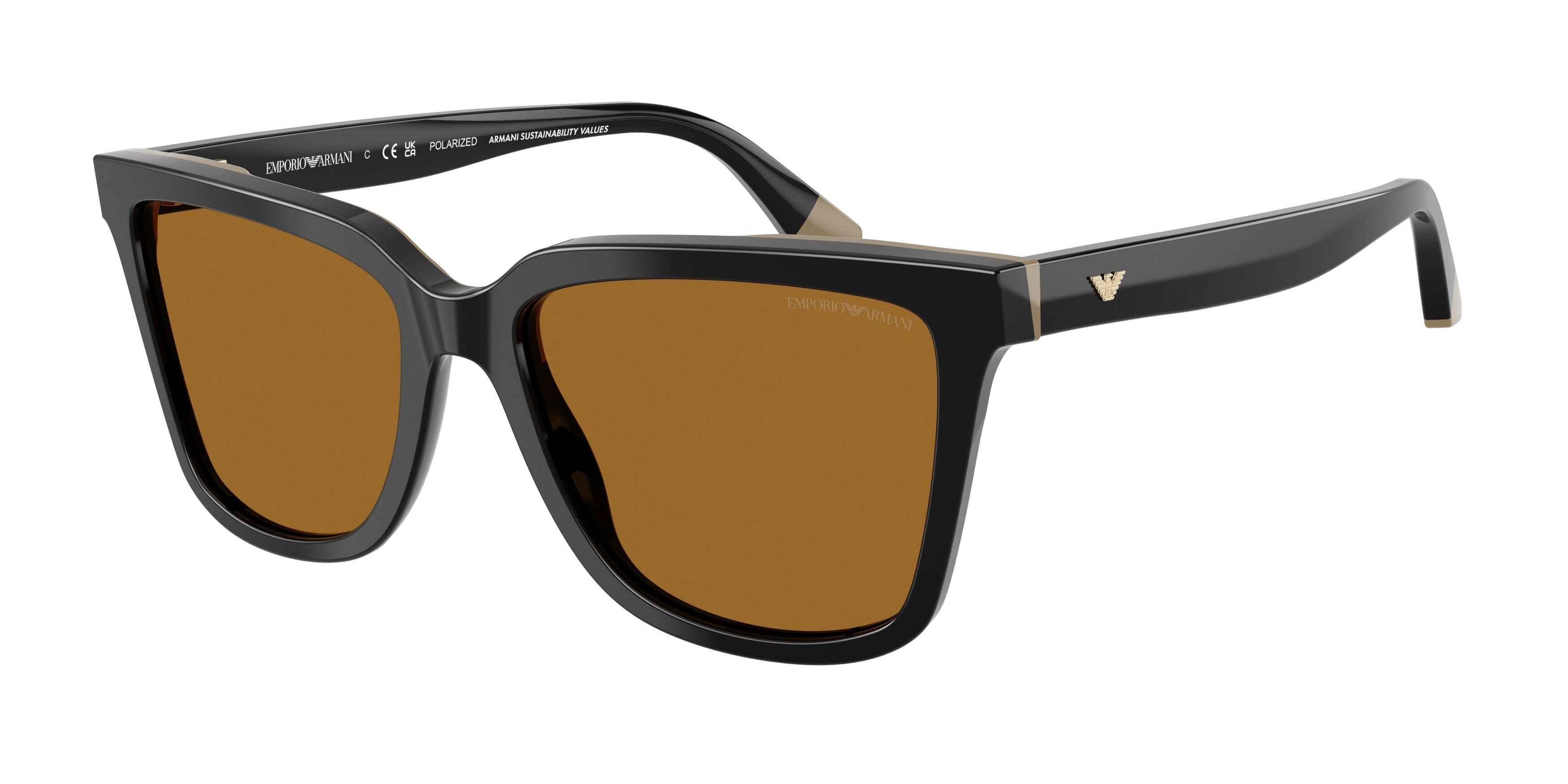 Emporio Armani Donna Emporio Armani EA4261 631383 Occhiali da sole Acetato Nero Marrone Geometrica Polarizzata Emporio Armani Donna Emporio Armani EA4261 631383 Occhiali da sole Acetato Nero Marrone Geometrica Polarizzata