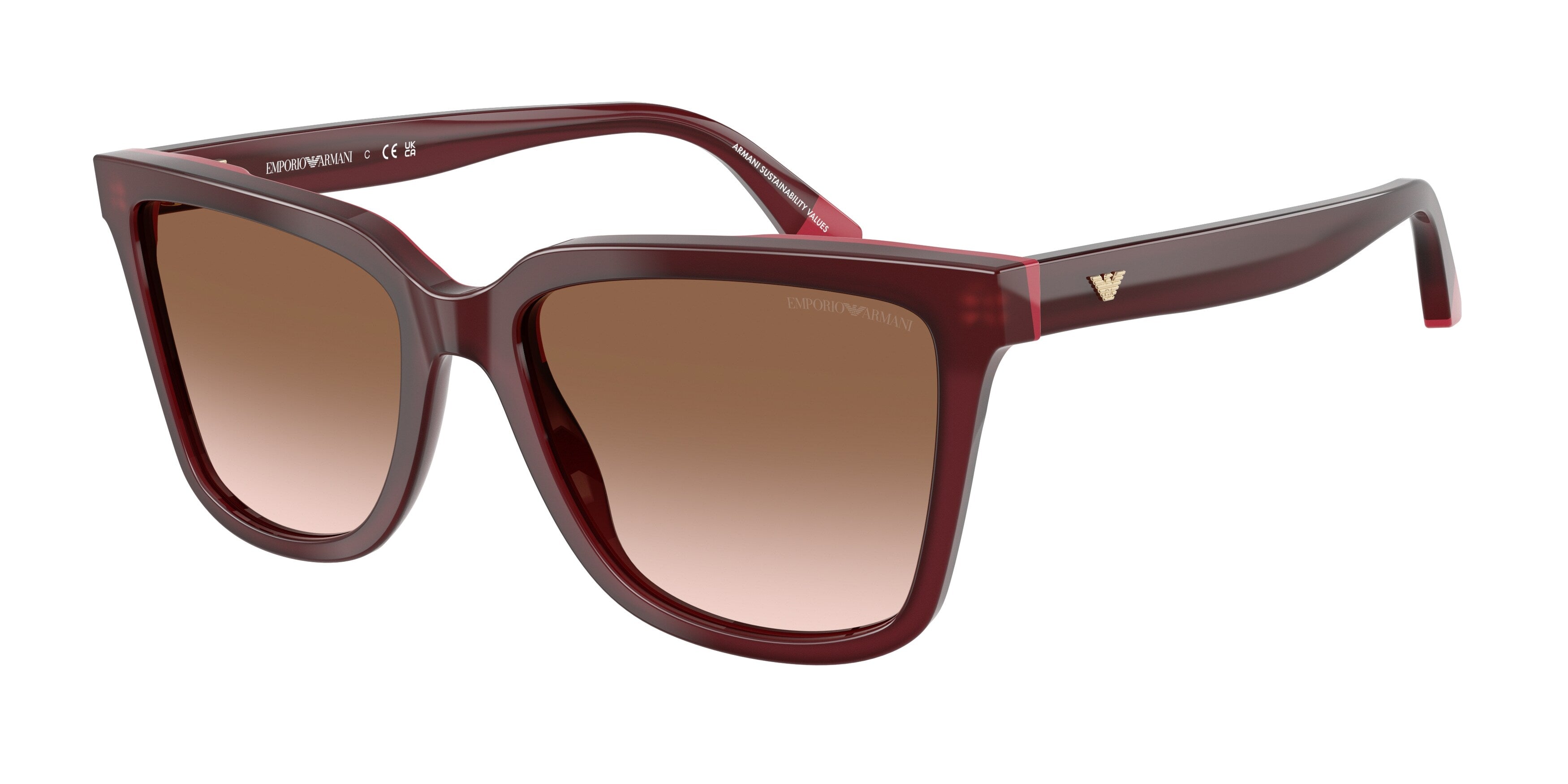 Emporio Armani Donna Emporio Armani EA4261 632013 Occhiali da sole Acetato Rosso Marrone Geometrica Normale Sfumato