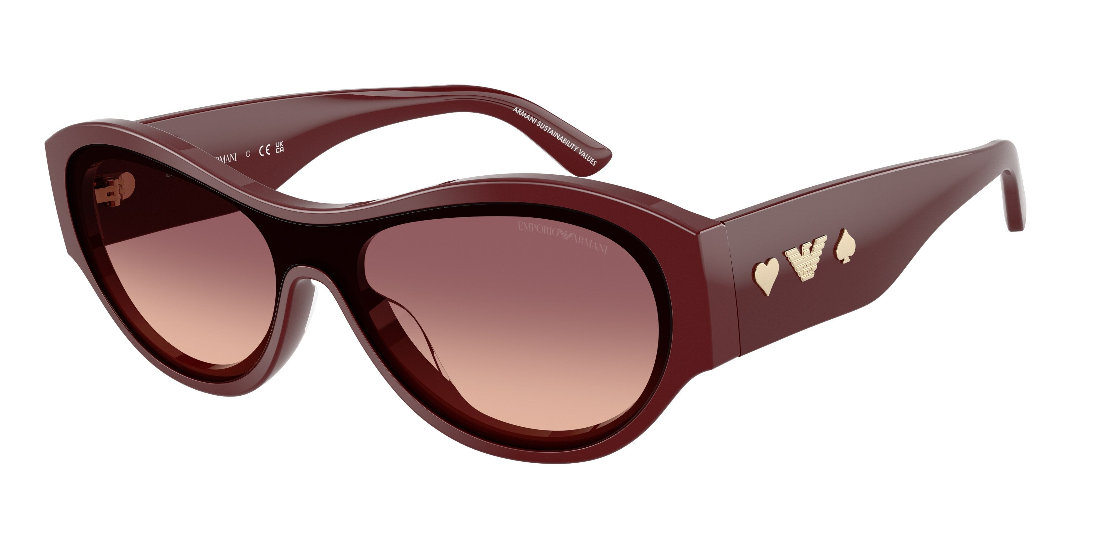 Emporio Armani Donna Emporio Armani EA4265U 63238D Occhiali da sole Acetato Bordeaux Rosa Geometrica Normale Sfumato
