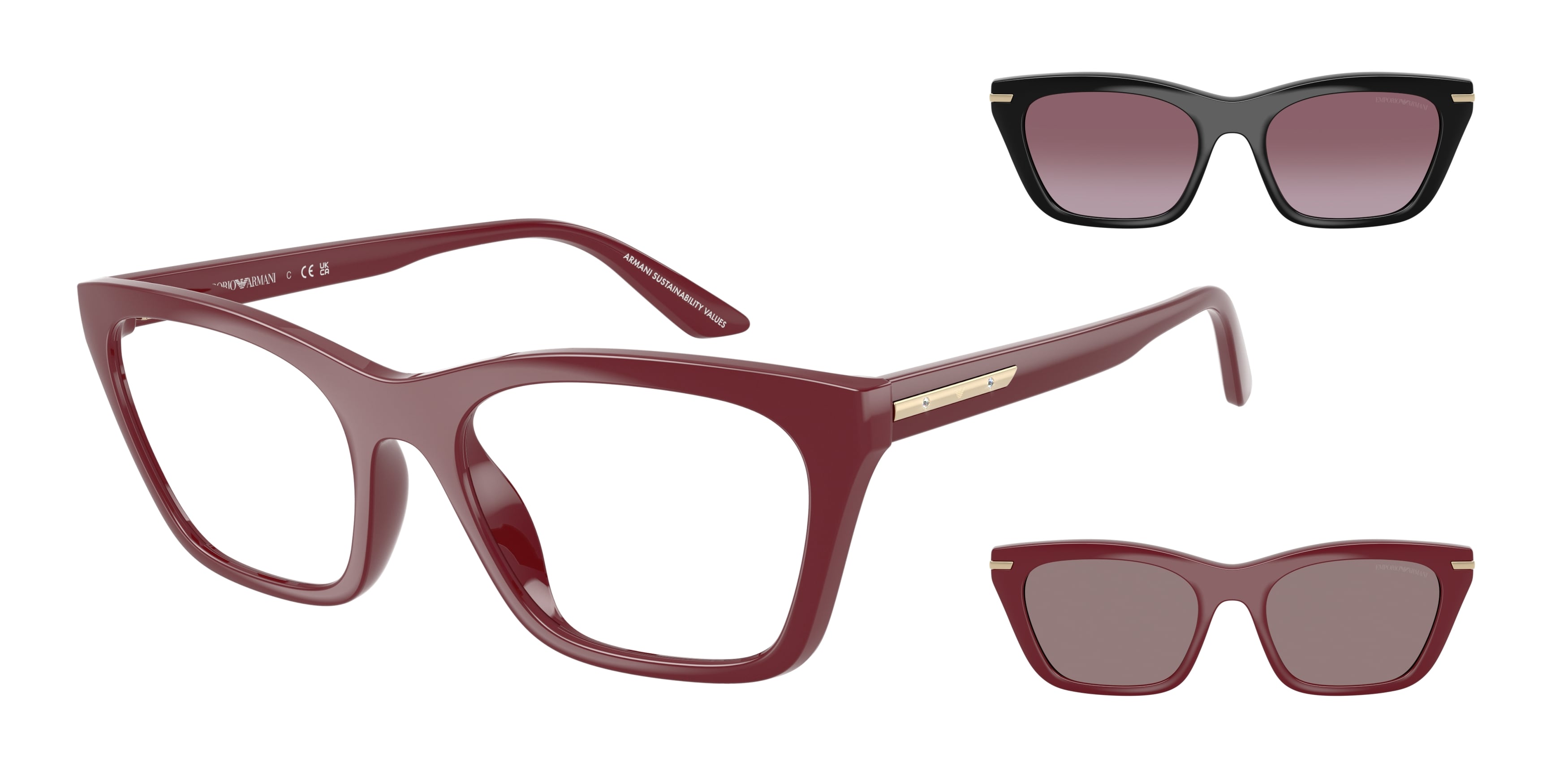 Emporio Armani Donna Emporio Armani EA4274BU 52611W Occhiali da sole Iniettato Rosso Trasparente Cat Eye Normale