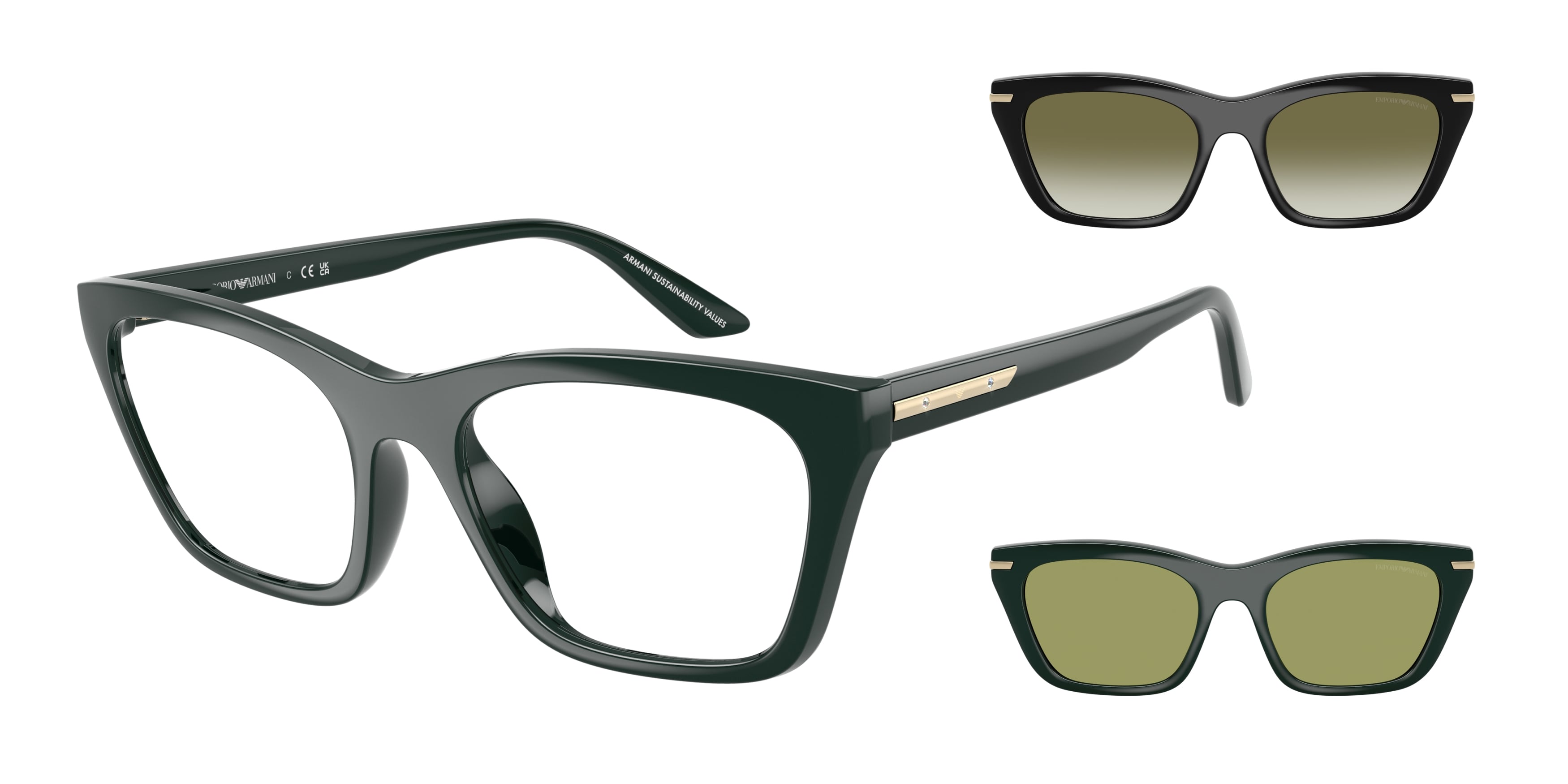 Emporio Armani Donna Emporio Armani EA4274BU 63801W Occhiali da sole Iniettato Verde Trasparente Cat Eye Normale Emporio Armani Donna Emporio Armani EA4274BU 63801W Occhiali da sole Iniettato Verde Trasparente Cat Eye Normale