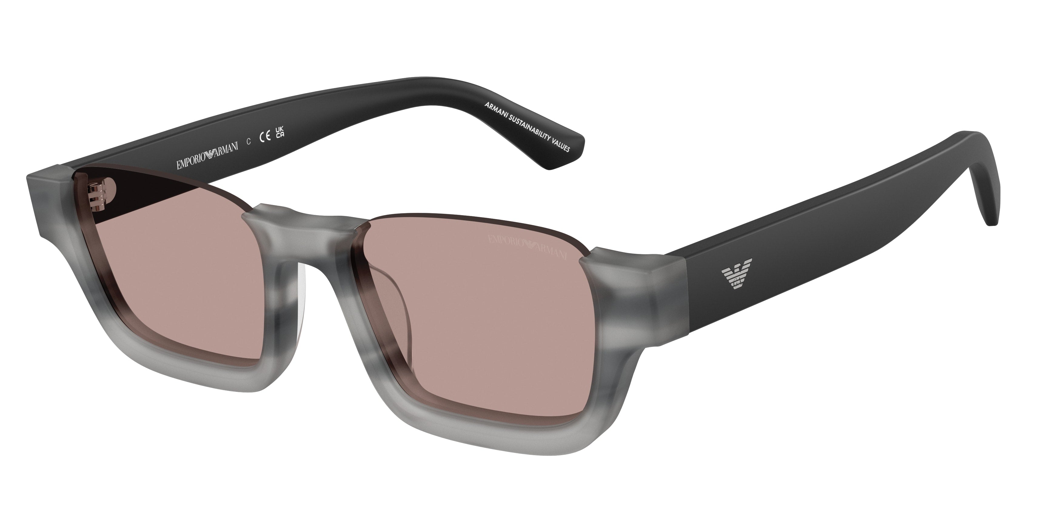 Emporio Armani Unisex Emporio Armani EA4268U 63677N Occhiali da sole Acetato Grigio Marrone Geometrica Normale Emporio Armani Unisex Emporio Armani EA4268U 63677N Occhiali da sole Acetato Grigio Marrone Geometrica Normale