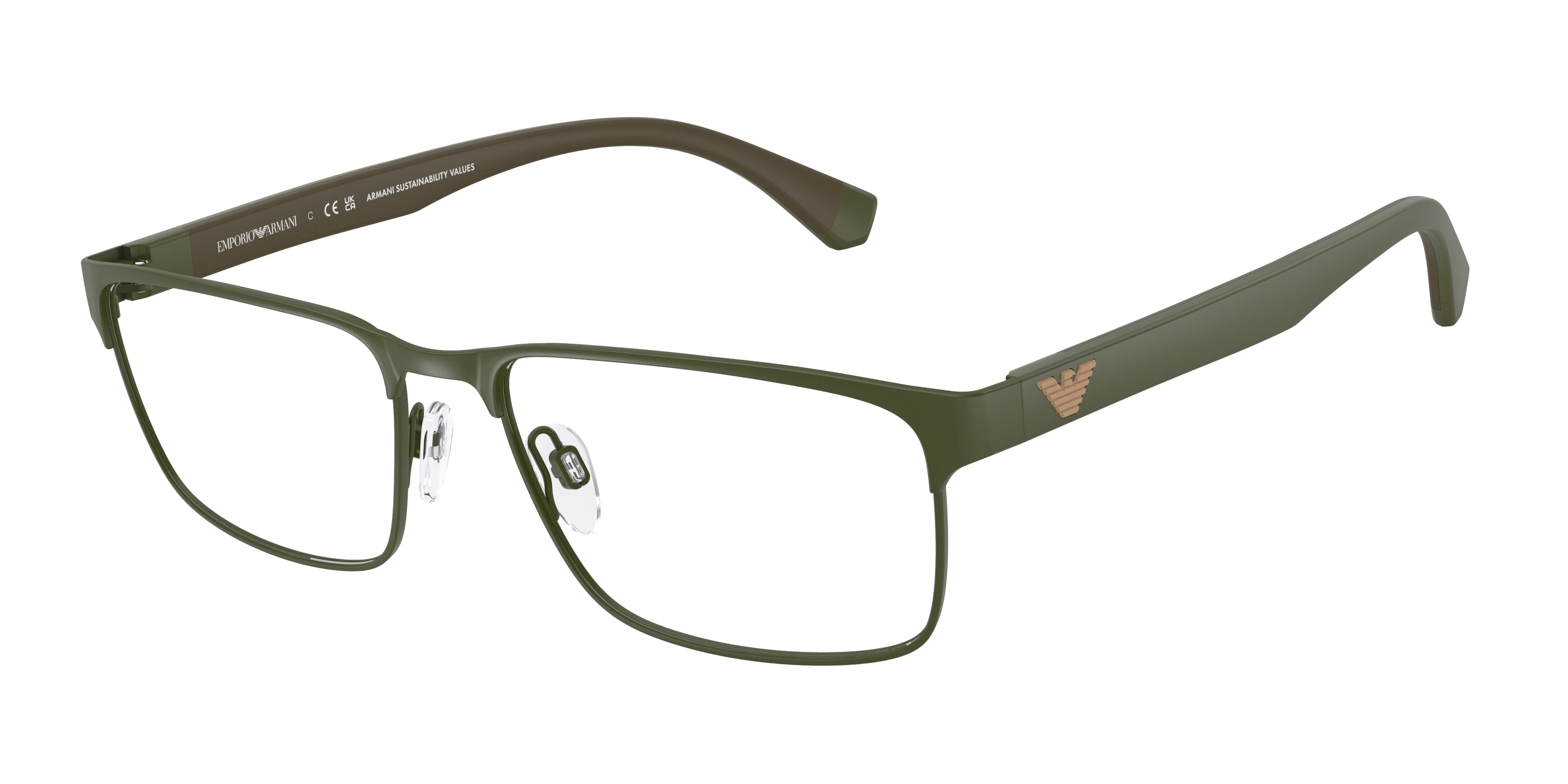 Emporio Armani Uomo Emporio Armani EA1105 3388 Montature da vista Metallo Verde Trasparente Squadrata Normale