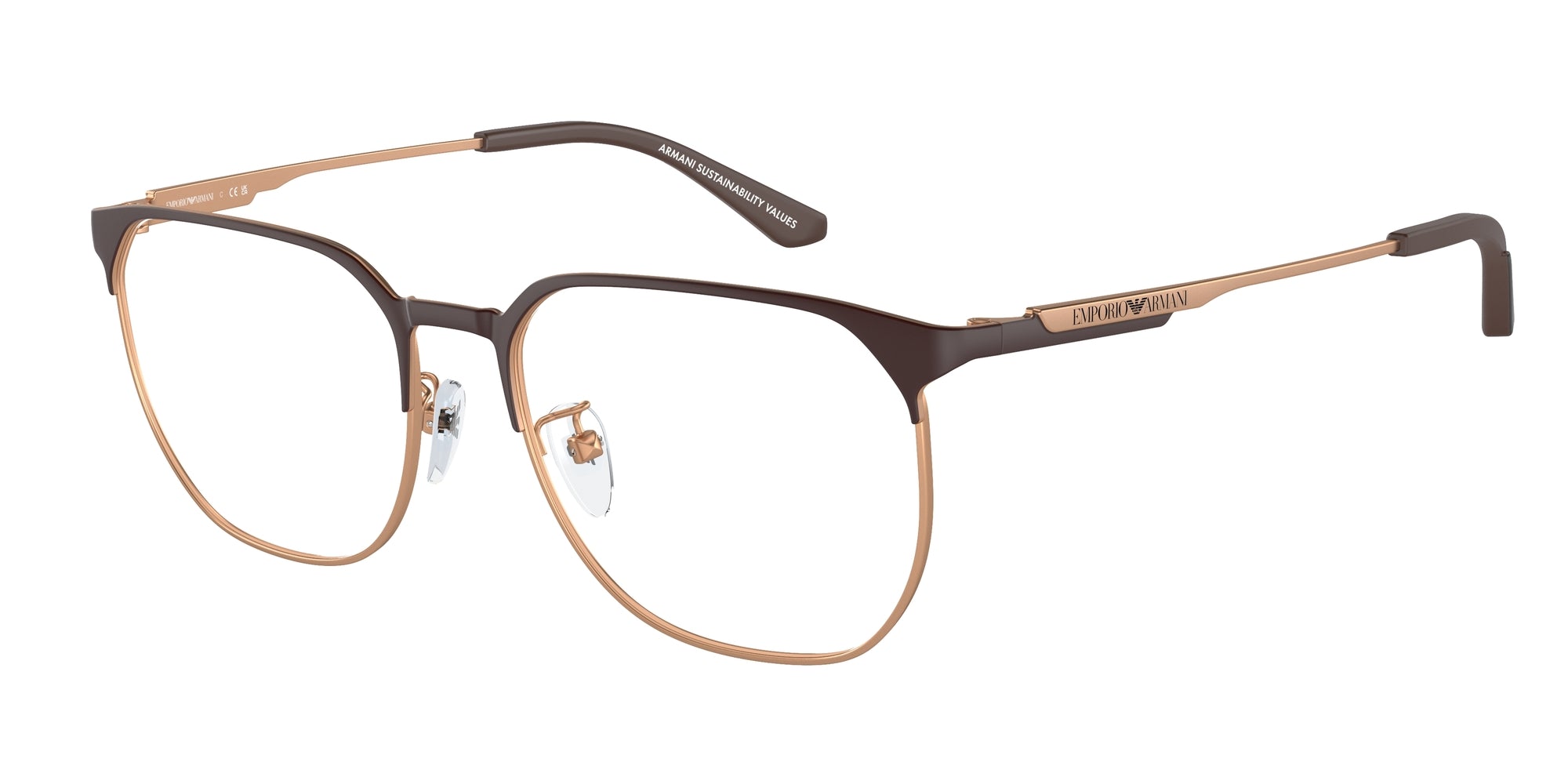 Emporio Armani Uomo Emporio Armani EA1158D 3201 Montature da vista Metallo Marrone Trasparente Pantos Normale