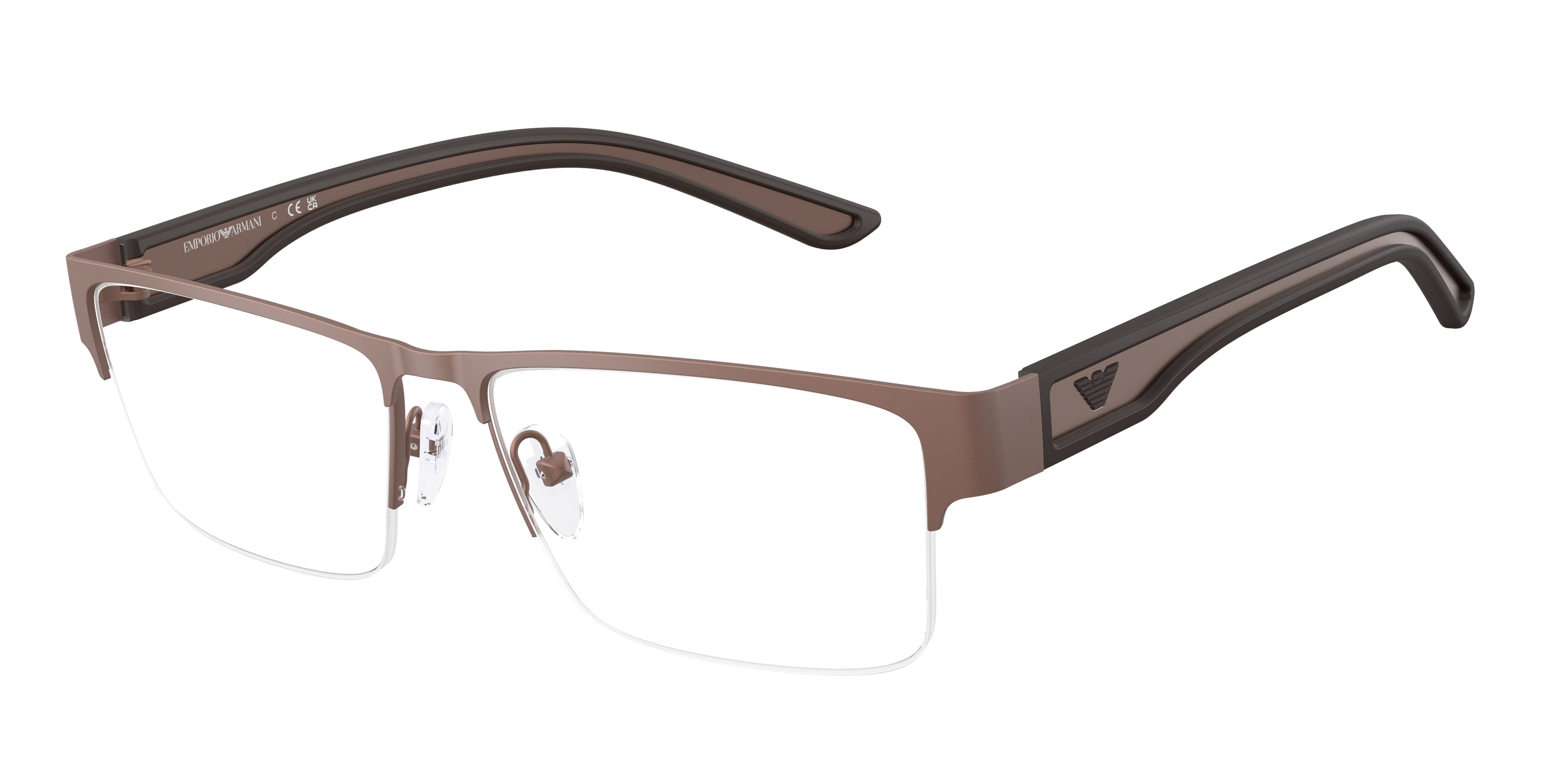 Emporio Armani Uomo Emporio Armani EA1182 3006 Montature da vista Metallo Marrone Trasparente Squadrata Normale