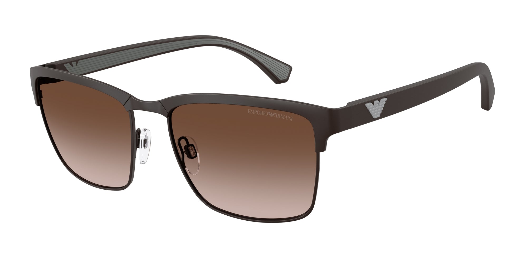 Emporio Armani Uomo Emporio Armani EA2087 339013 Occhiali da sole Metallo Marrone Marrone Pillow Normale Sfumato