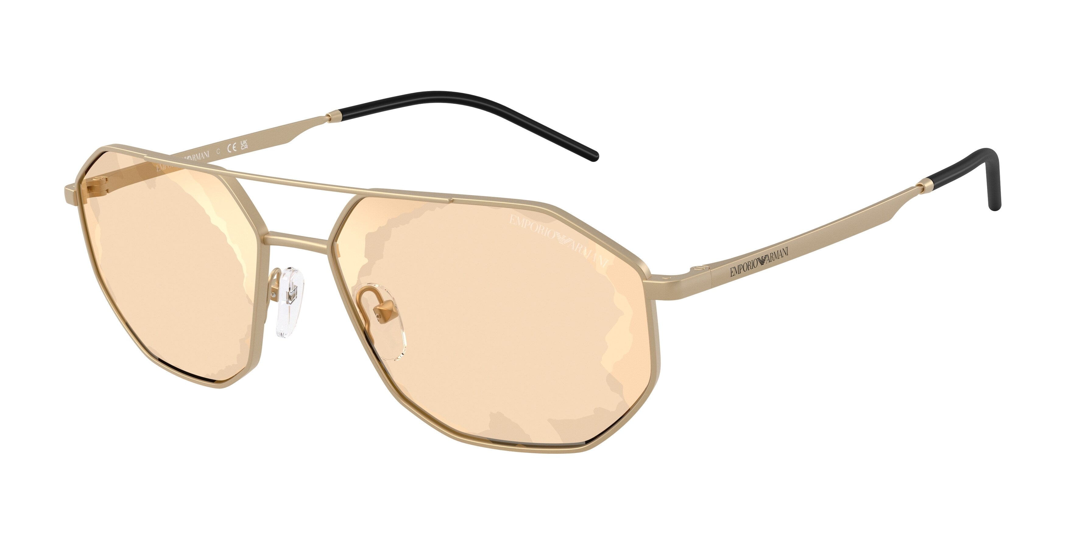 Emporio Armani Uomo Emporio Armani EA2147 30027L Occhiali da sole Metallo Oro Marrone Geometrica Specchiate