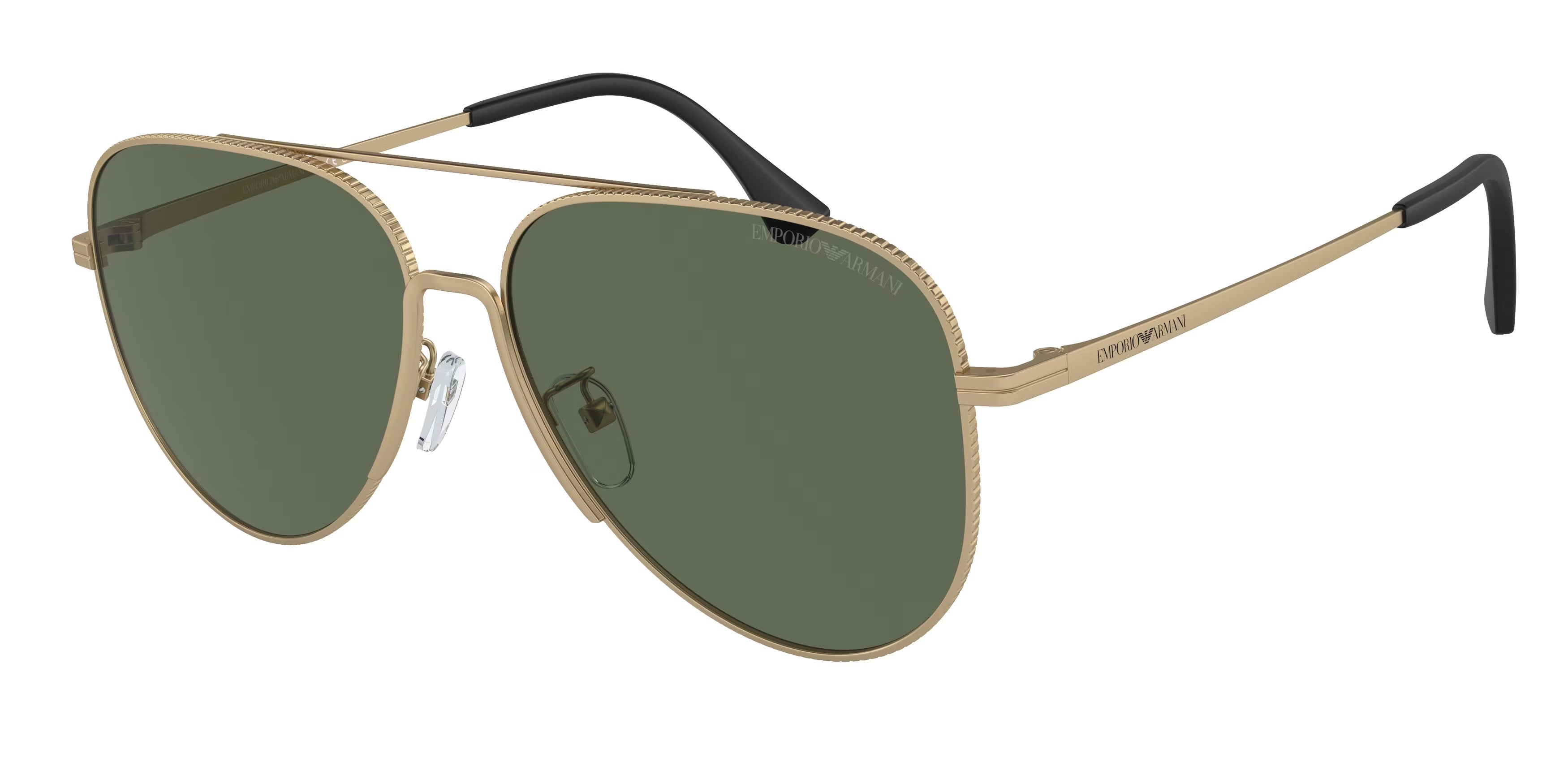Emporio Armani Uomo Emporio Armani EA2149D 300271 Occhiali da sole Metallo Oro Verde Pilot Normale