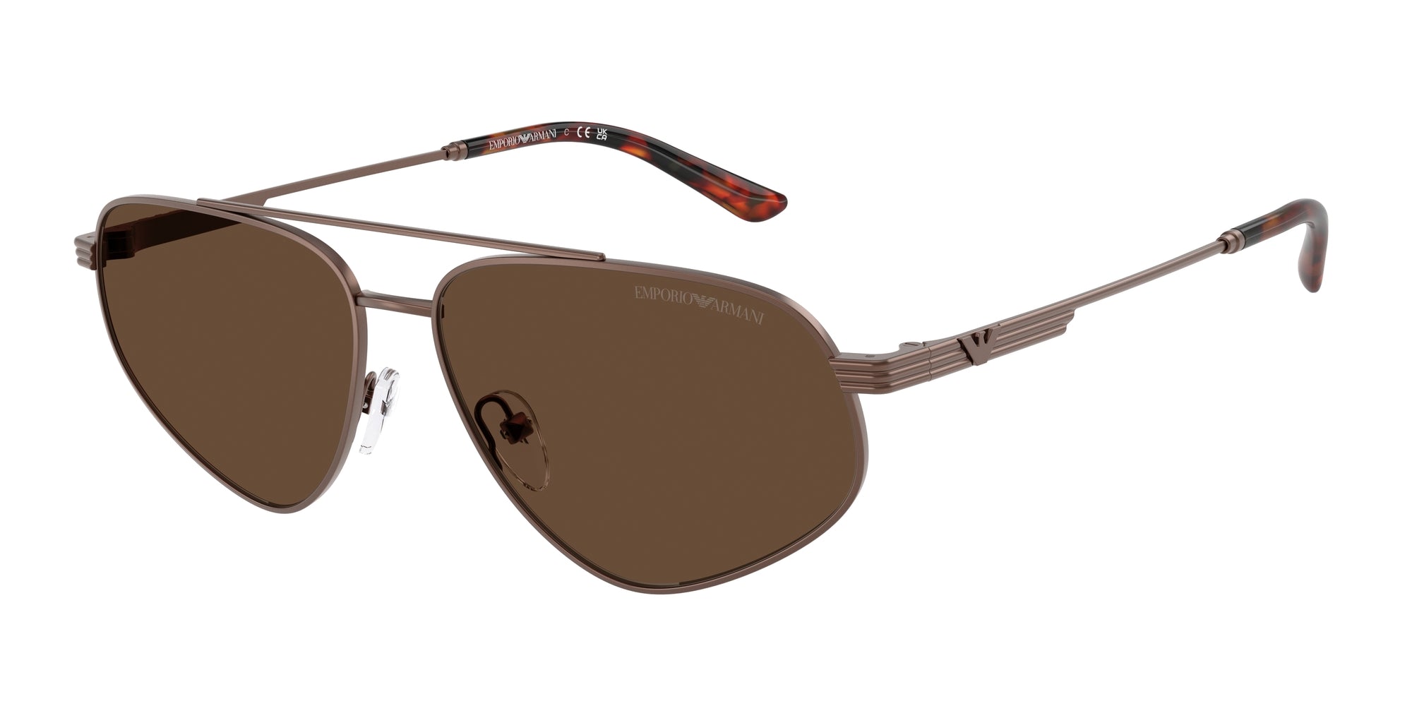 Emporio Armani Uomo Emporio Armani EA2156 300673 Occhiali da sole Metallo Bronzo Marrone Pilot Normale