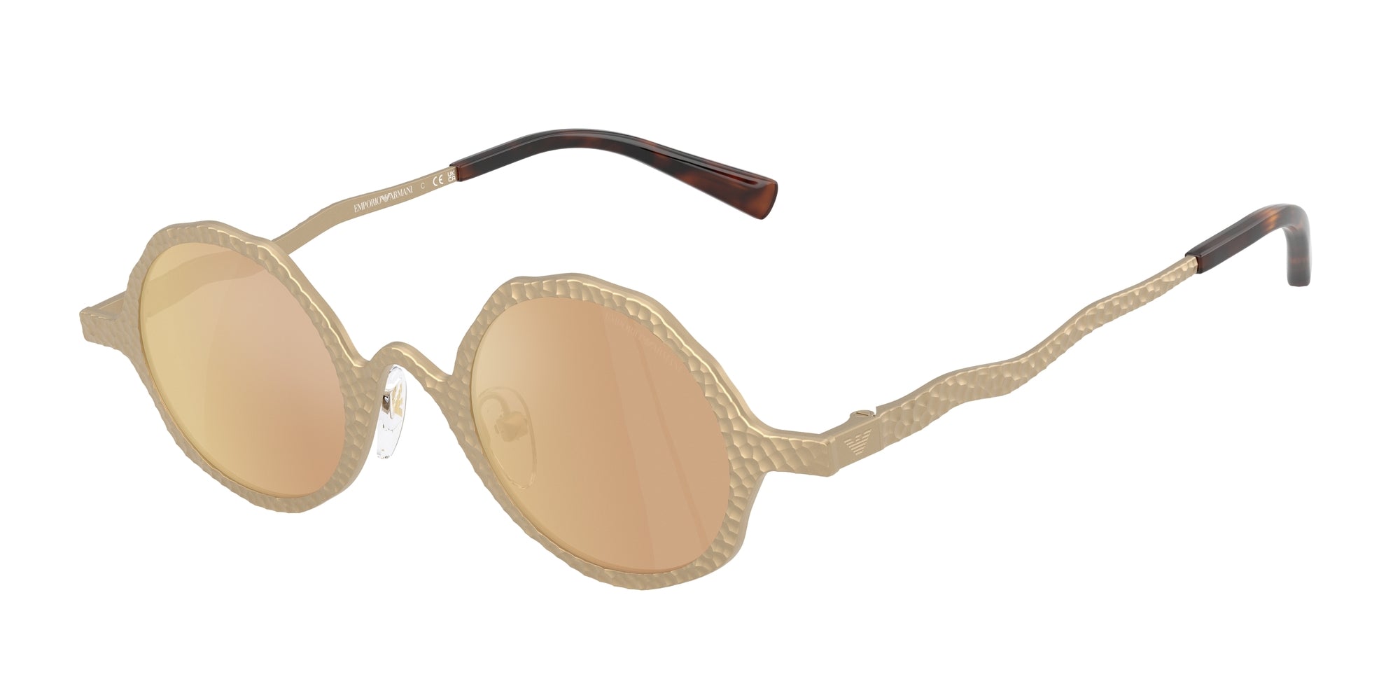 Emporio Armani Uomo Emporio Armani EA2166 30027J Occhiali da sole Metallo Oro Marrone Rotonda Specchiate Emporio Armani Uomo Emporio Armani EA2166 30027J Occhiali da sole Metallo Oro Marrone Rotonda Specchiate