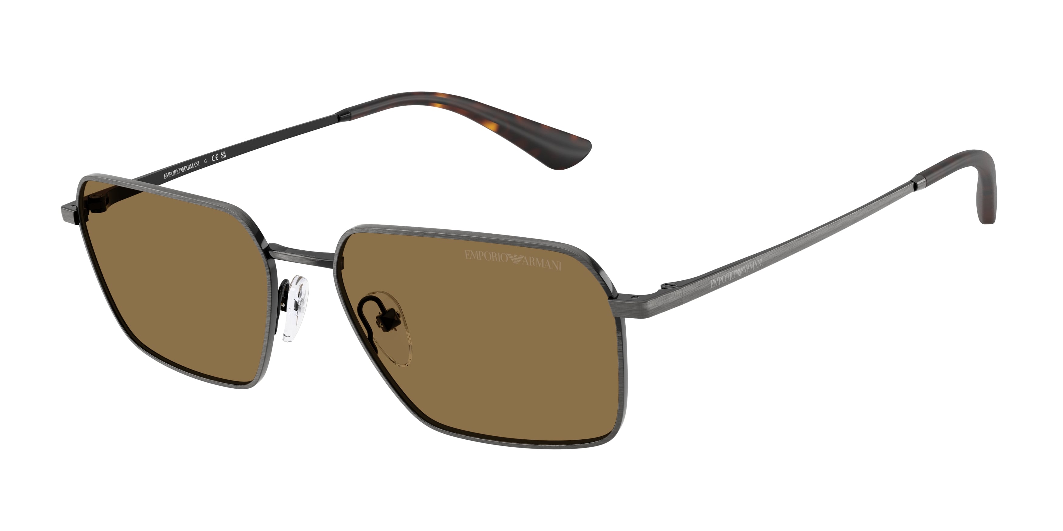 Emporio Armani Uomo Emporio Armani EA2178 344573 Occhiali da sole Metallo Argento Marrone Geometrica Normale